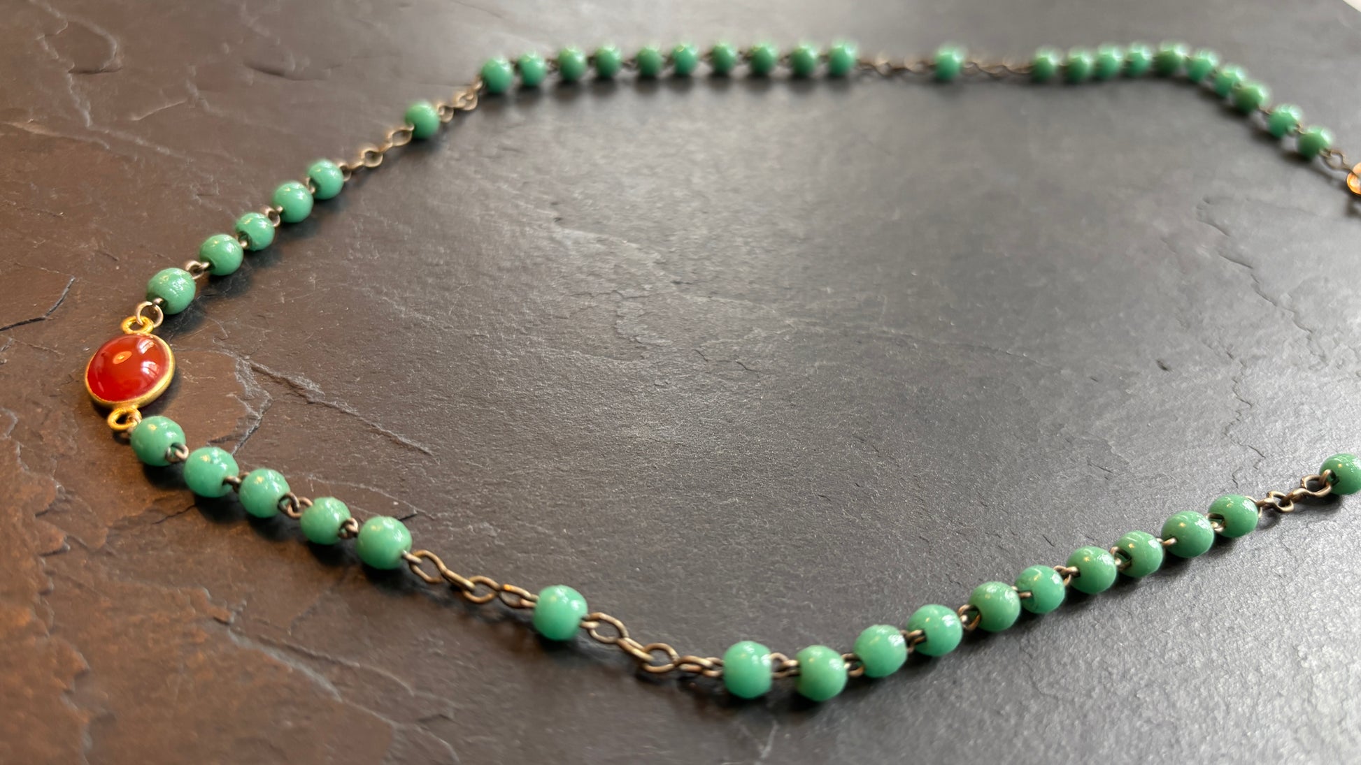 Collier chapelet résine turquoise et cornaline - blissparis
