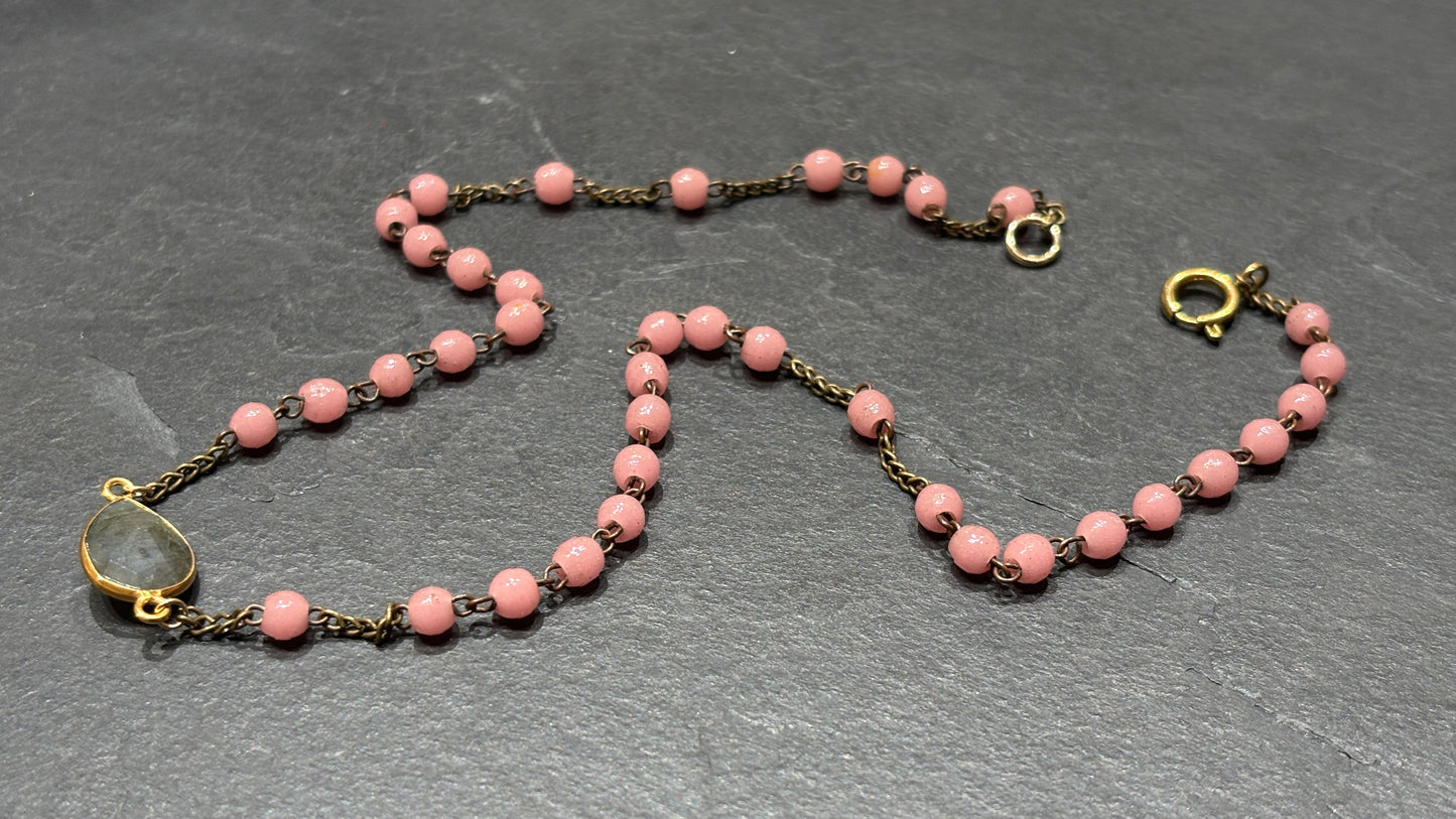 Collier chapelet rose et Labradorite