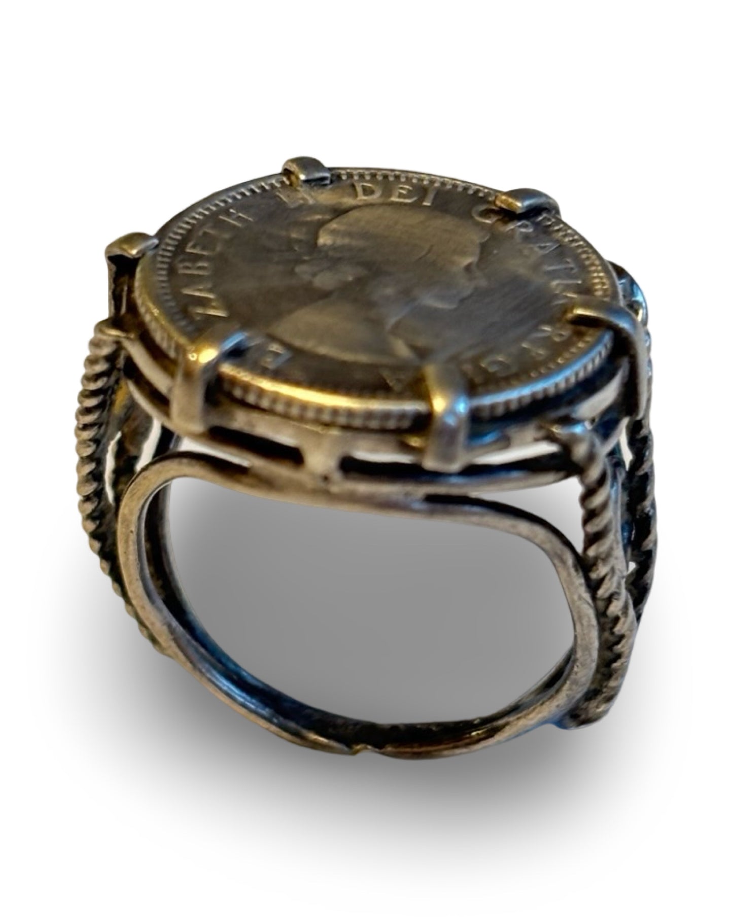 Bague ancienne pièce de Monnaie canadienne - blissparis