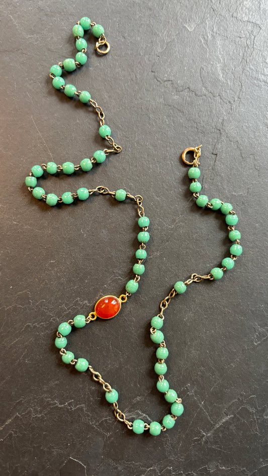 Collier chapelet résine turquoise et cornaline - blissparis
