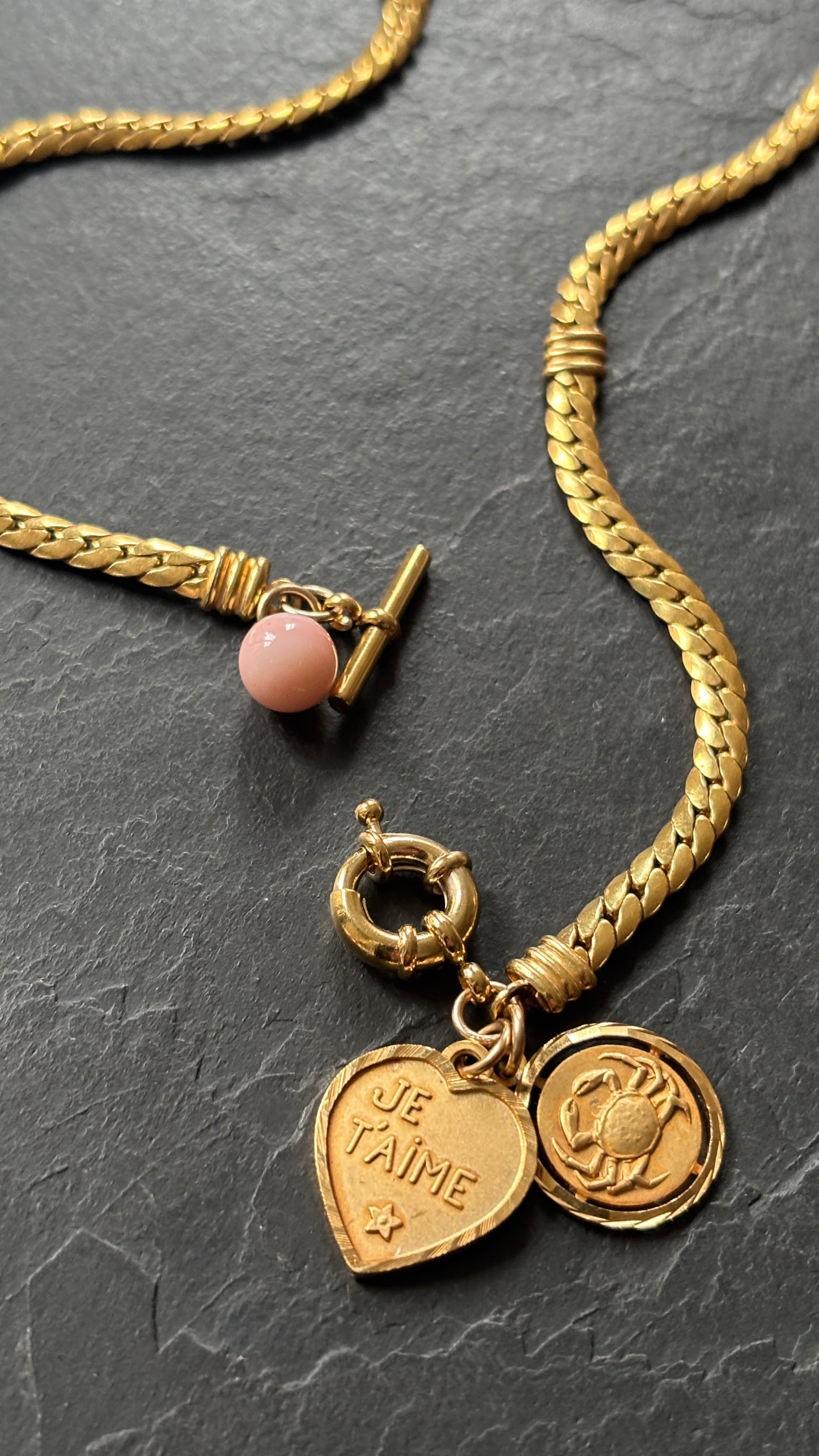 Collier plaqué or et cœur Je t’aime
