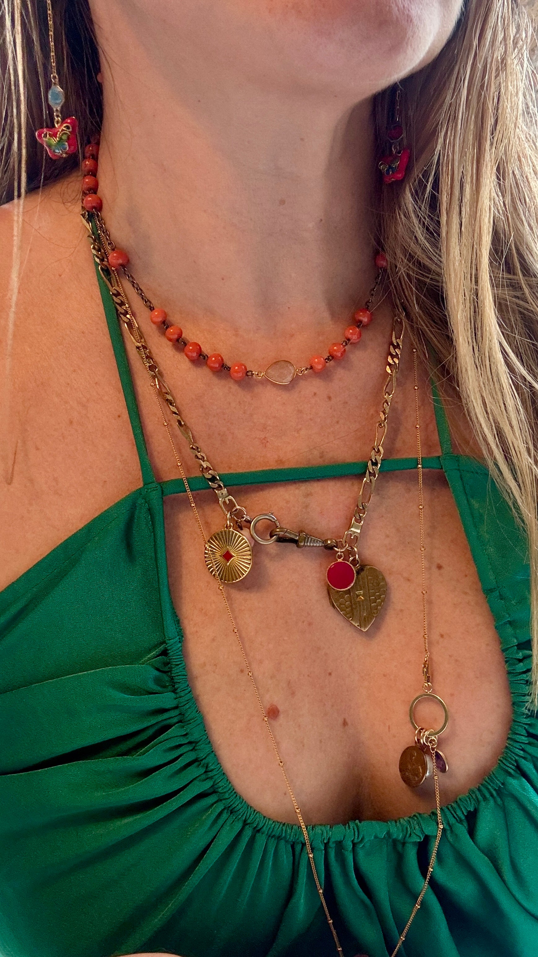 Collier gourmette, cœur à secret et agate rose - blissparis