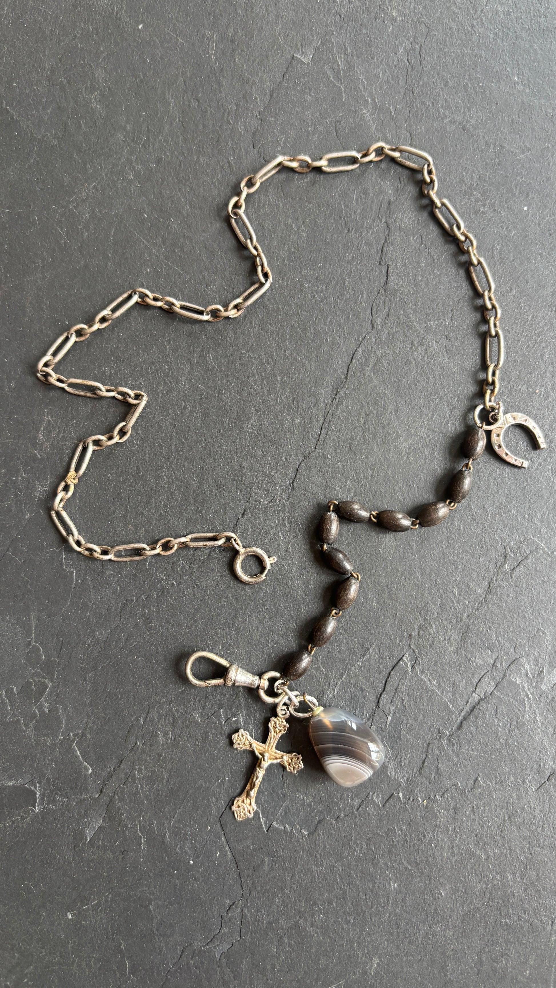 Collier chaîne de montre acier et chapelet - blissparis
