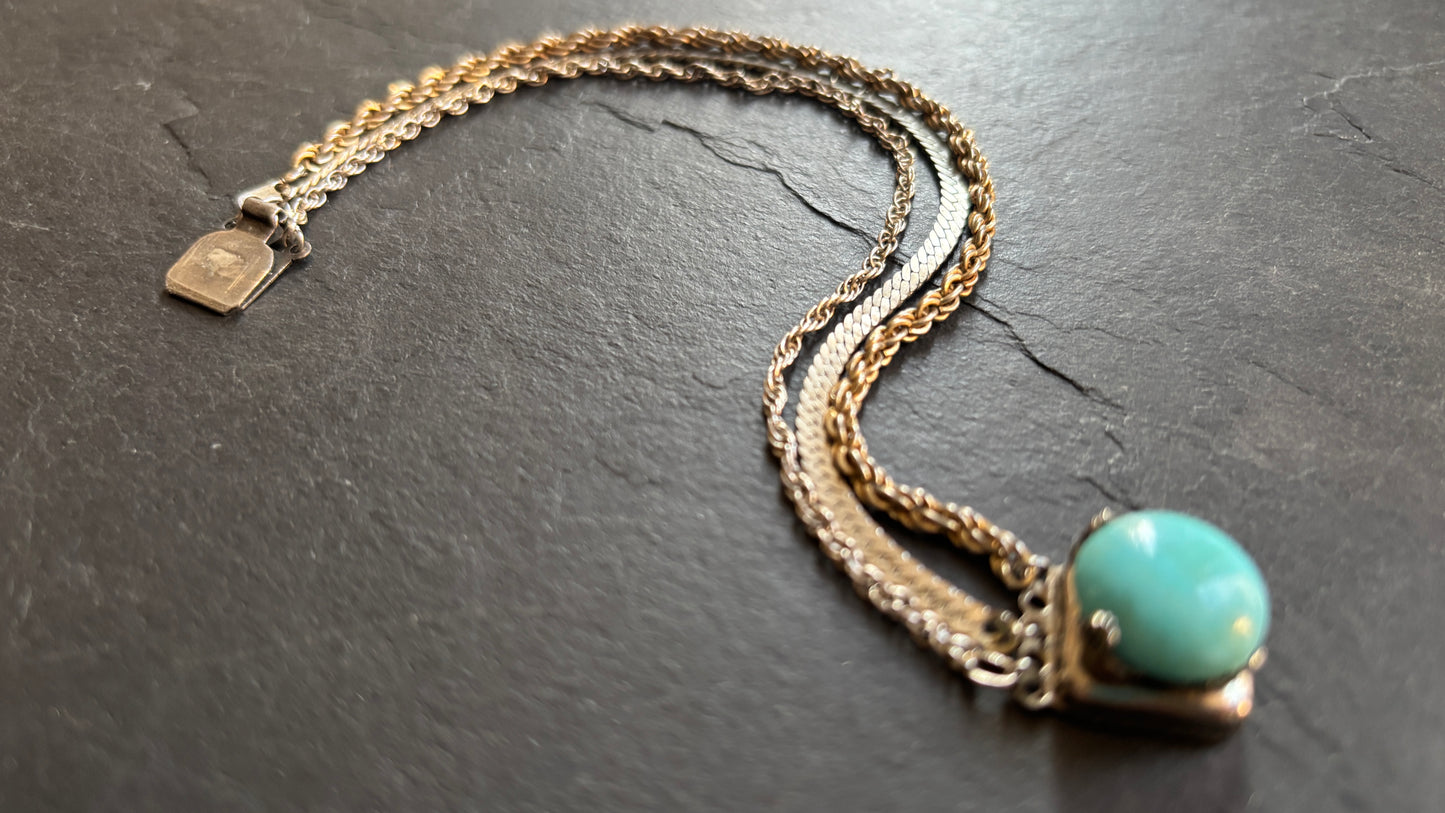 Bracelet 3 chaînes et turquoise - blissparis