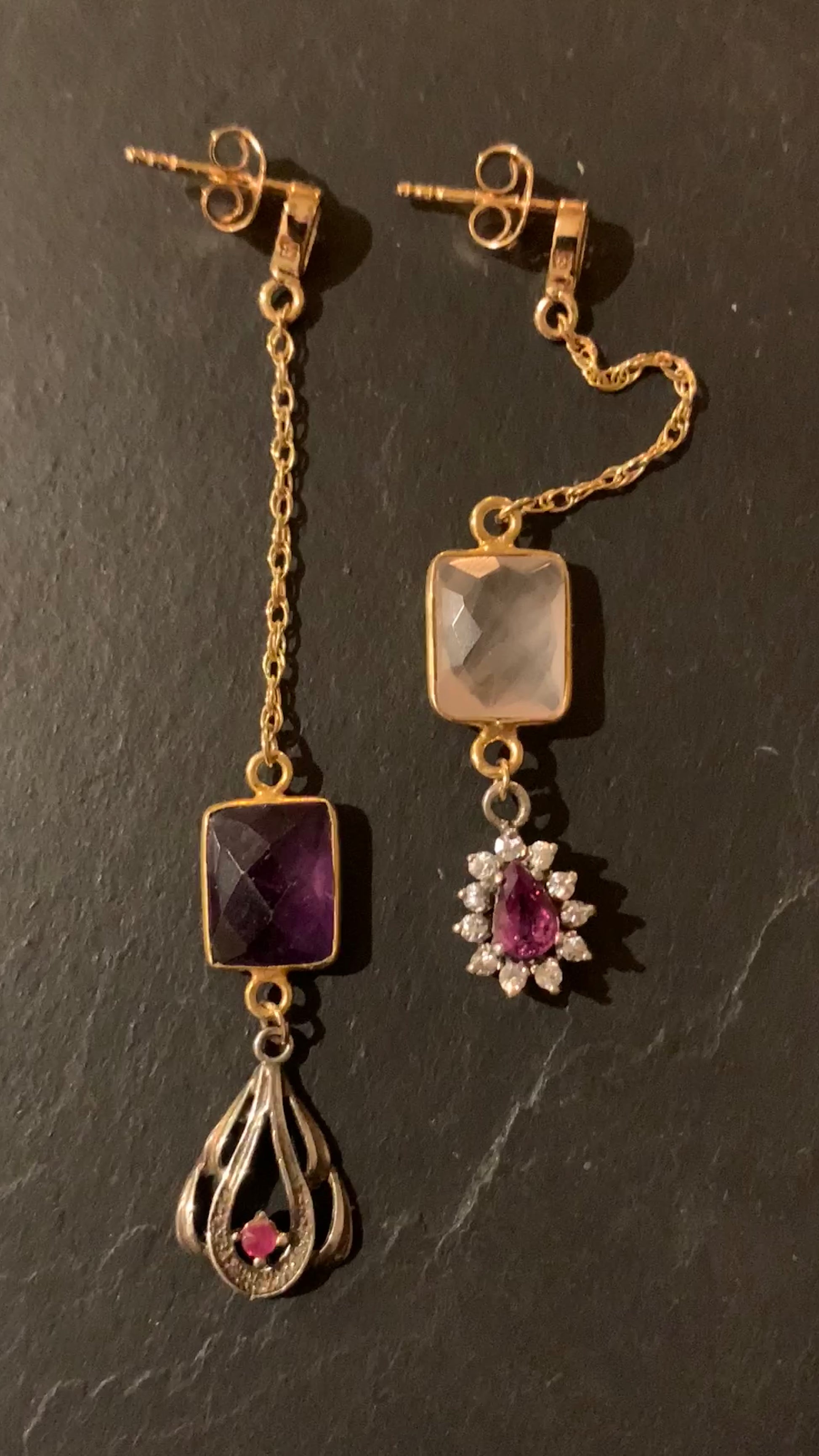 Pendants quartz, améthyste et pendentifs gouttes - blissparis