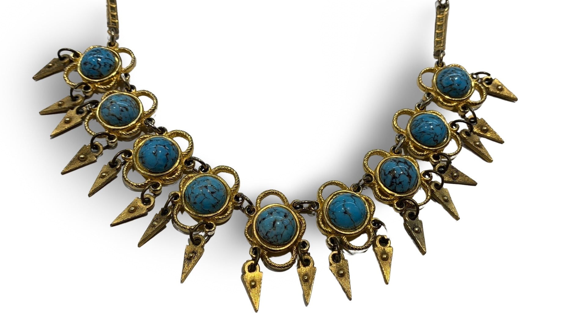 Collier plastron doré et turquoise - blissparis
