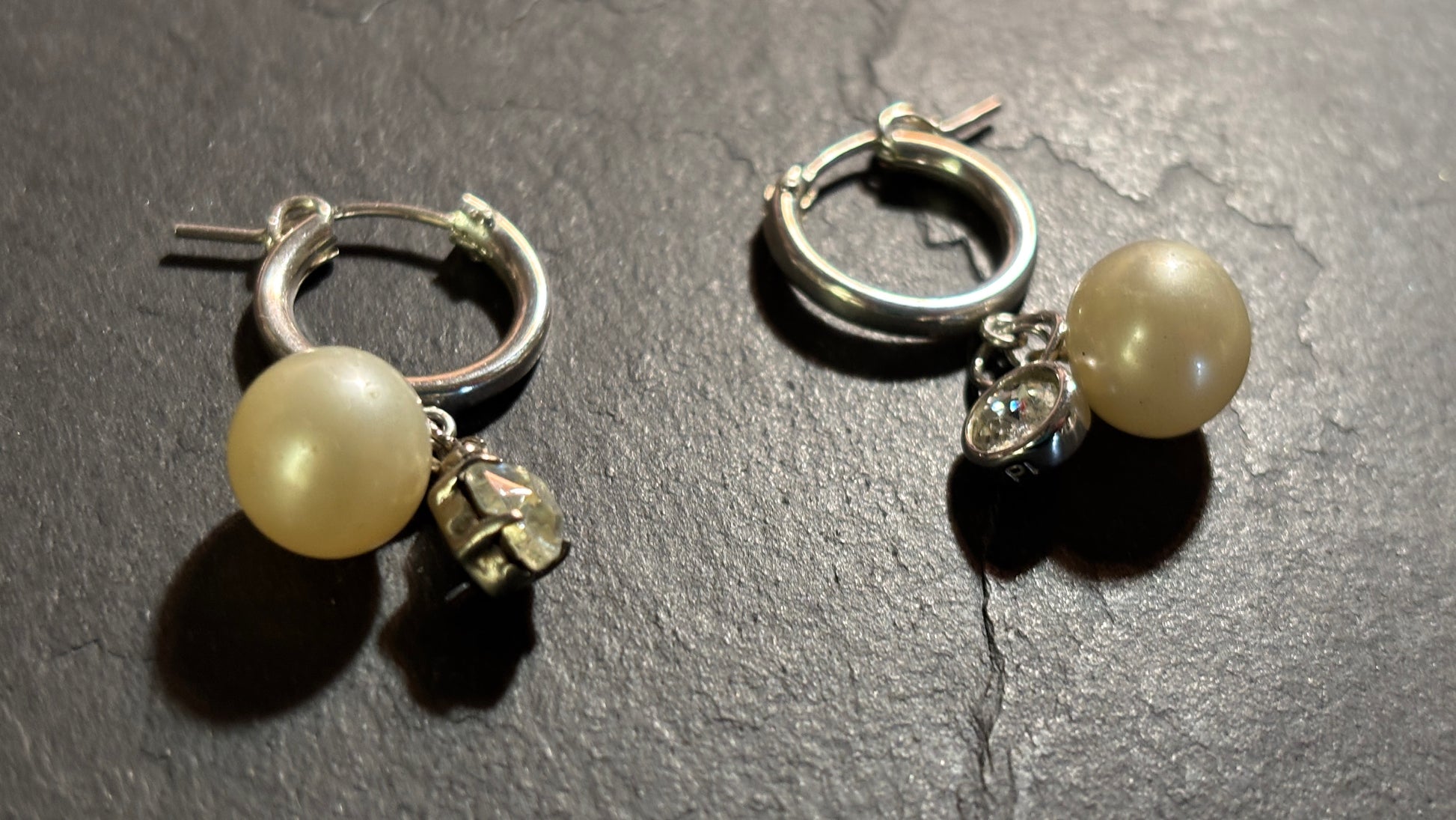 Mini créoles argent, perles et strass - blissparis
