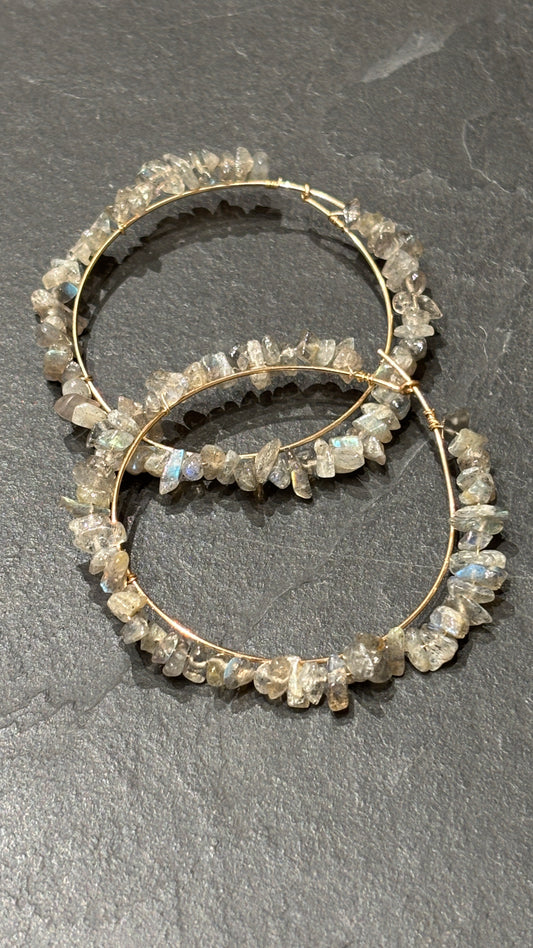 Créoles goldfilled et labradorite