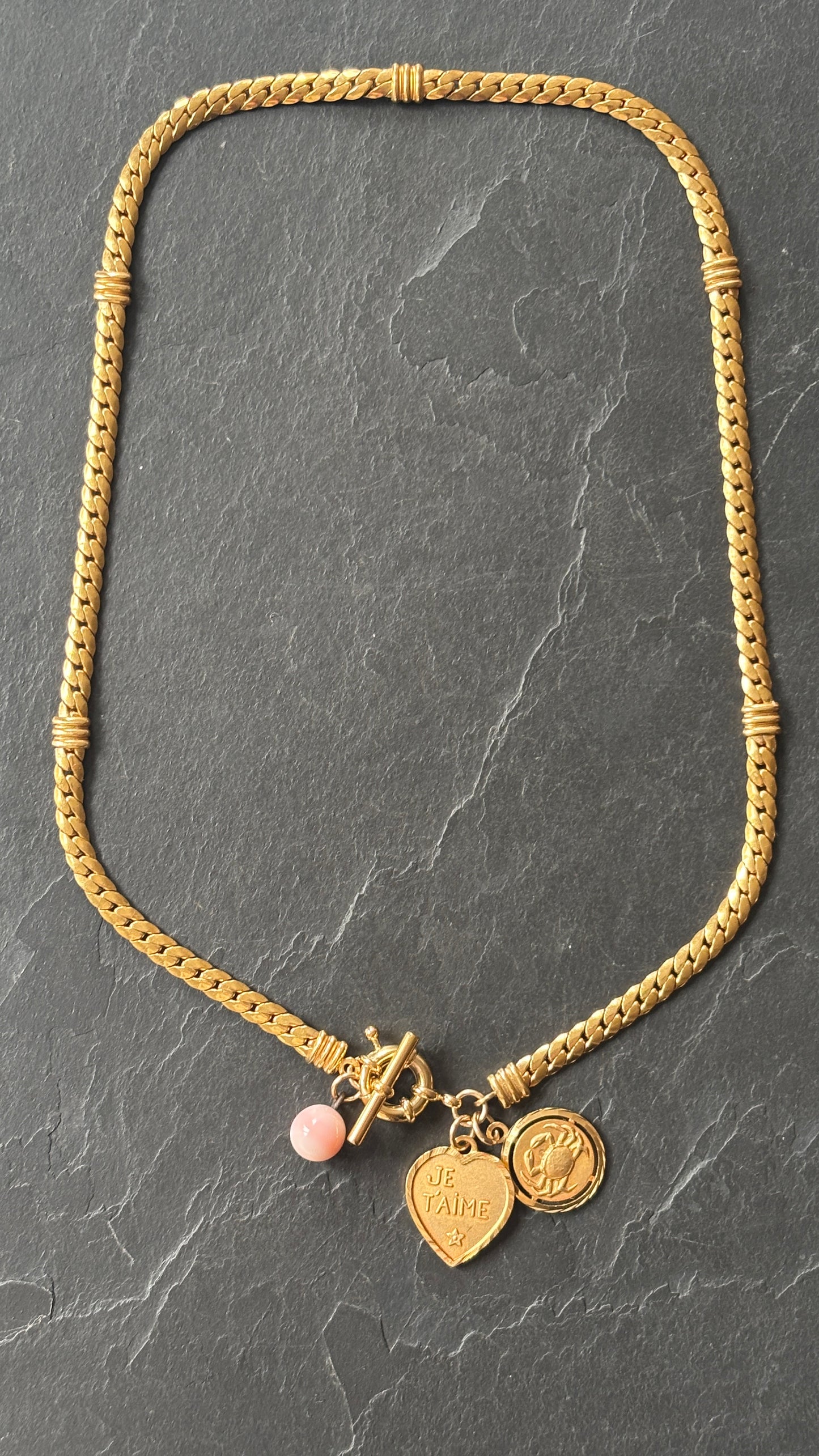 Collier plaqué or et cœur Je t’aime