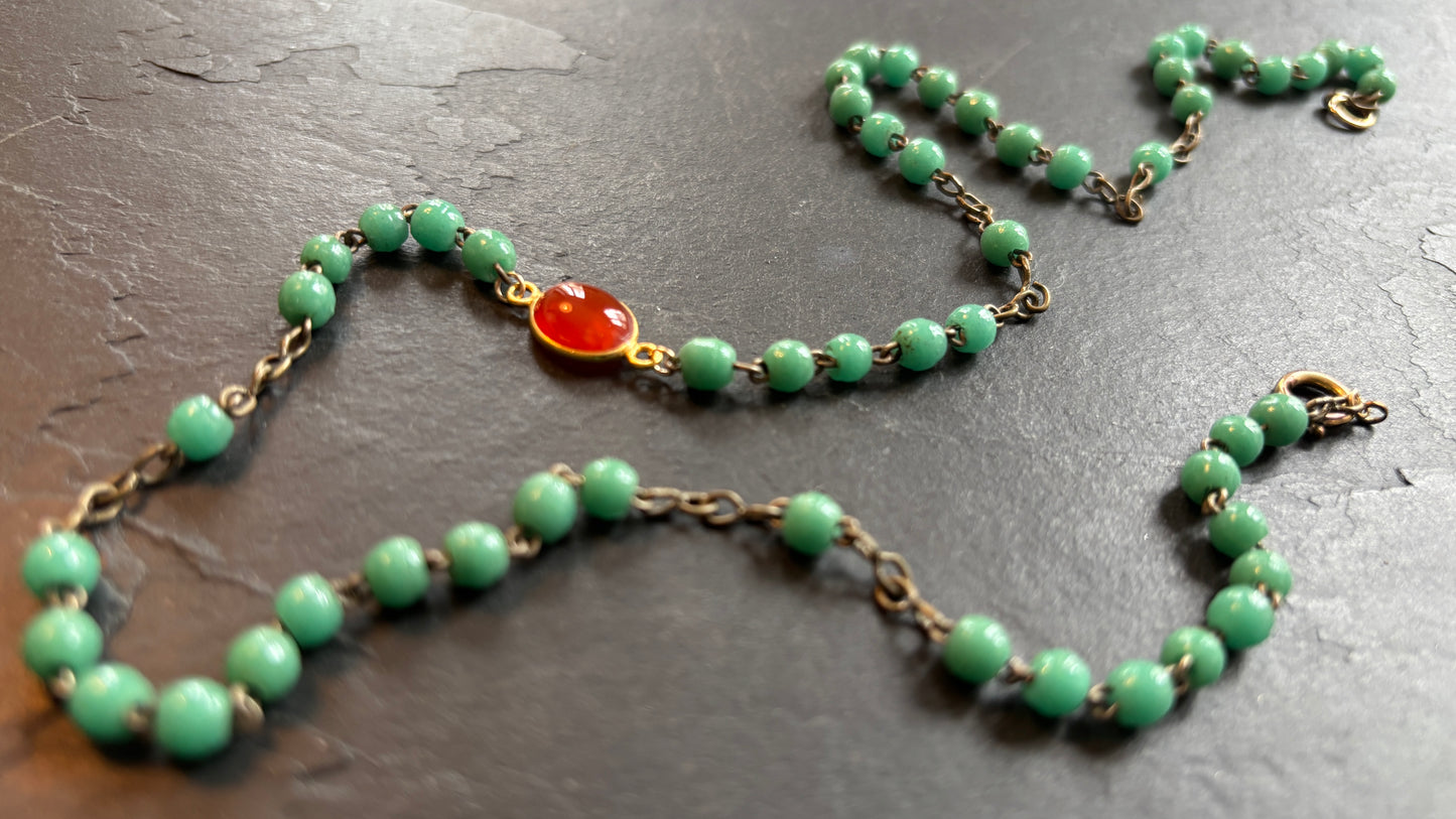 Collier chapelet résine turquoise et cornaline - blissparis