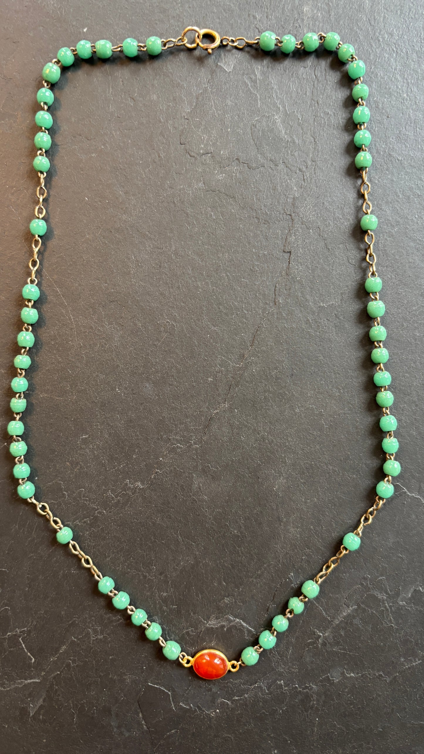 Collier chapelet résine turquoise et cornaline - blissparis