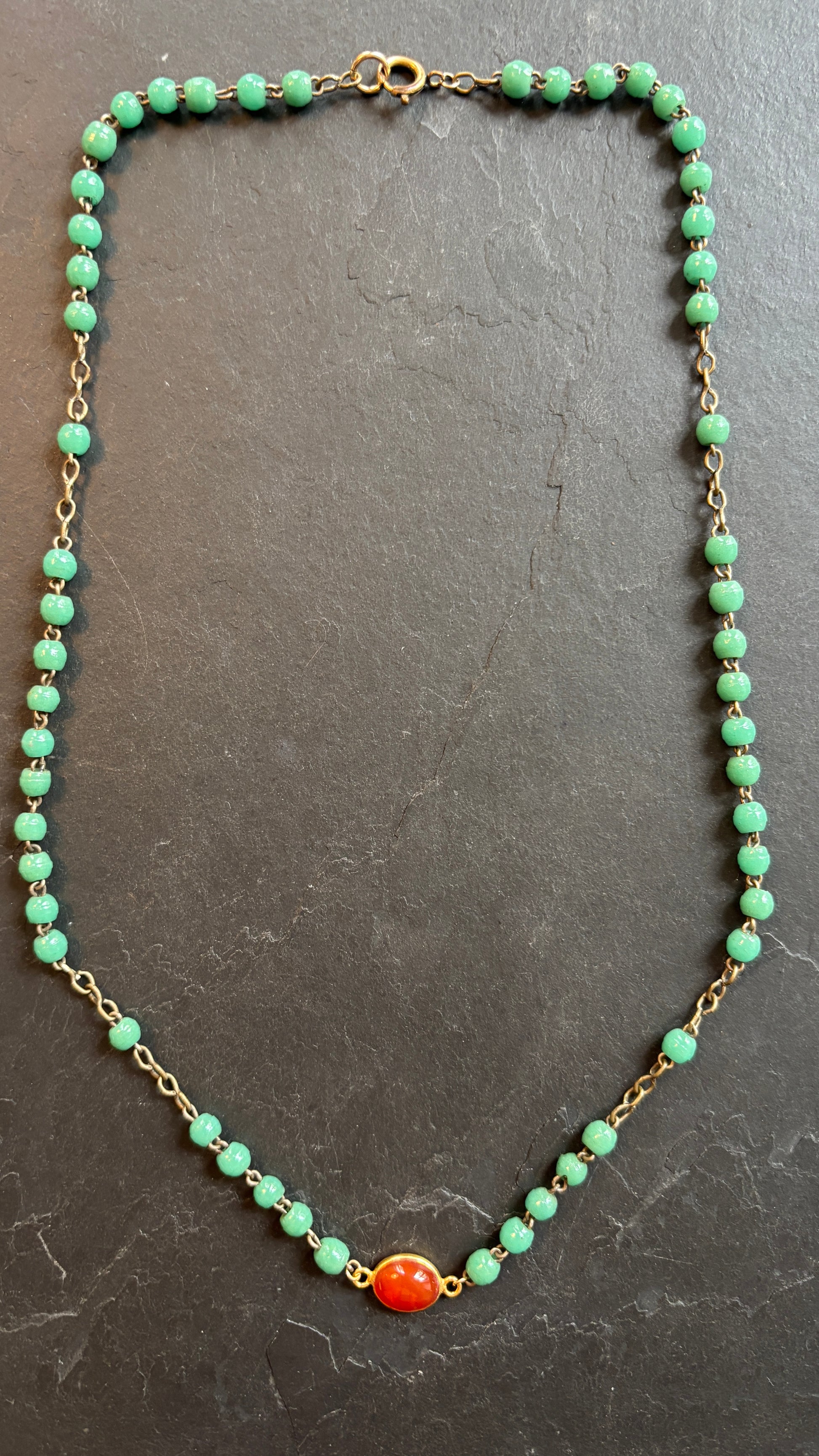 Collier chapelet résine turquoise et cornaline - blissparis