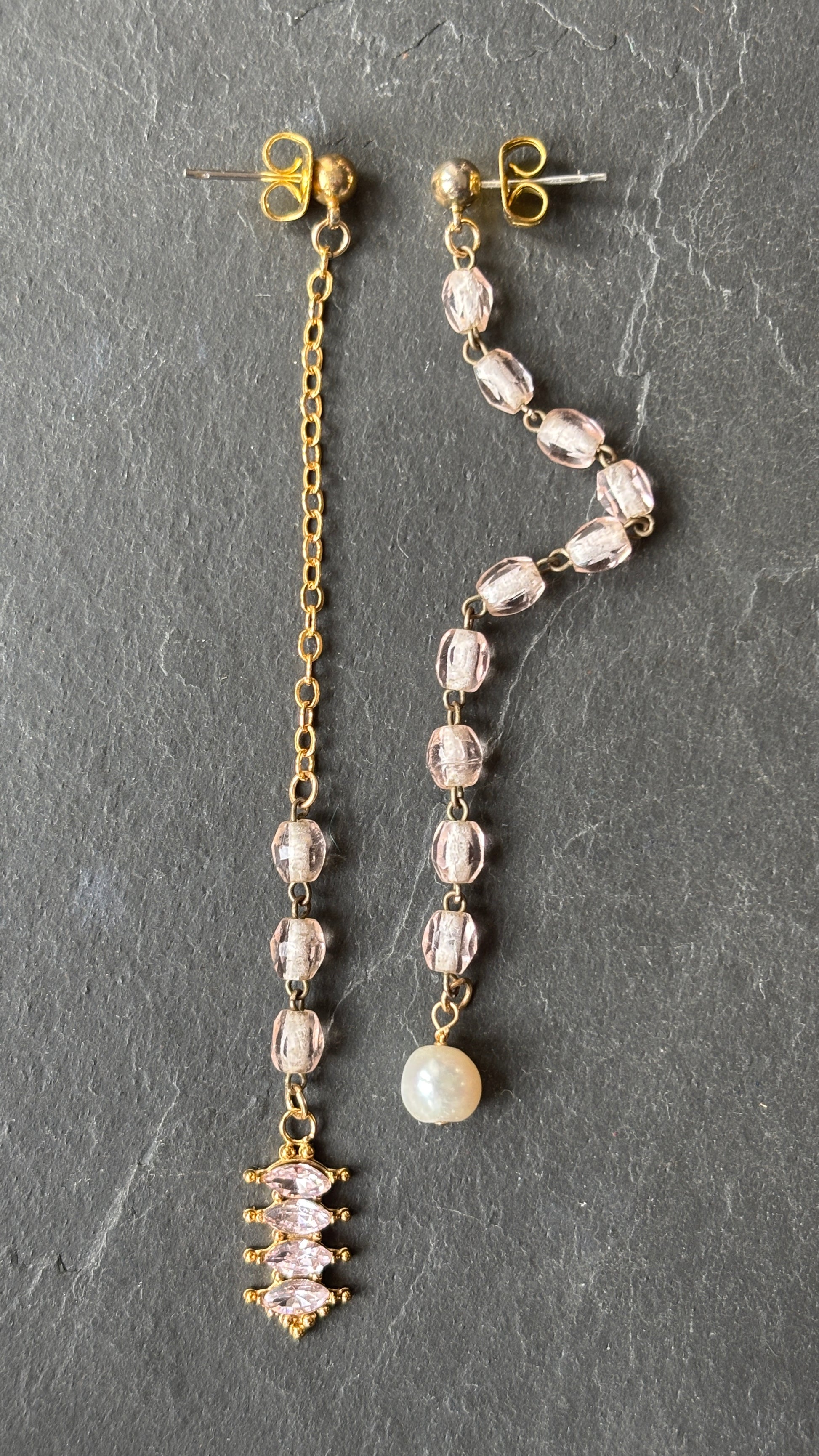 Pendants chapelet, chute de chaîne , strass et perle - blissparis
