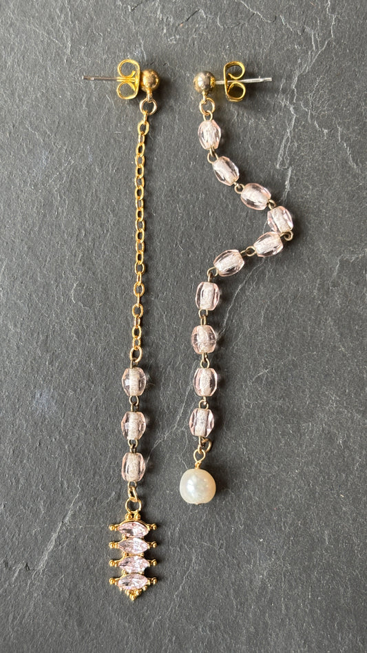 Pendants chapelet, chute de chaîne , strass et perle - blissparis