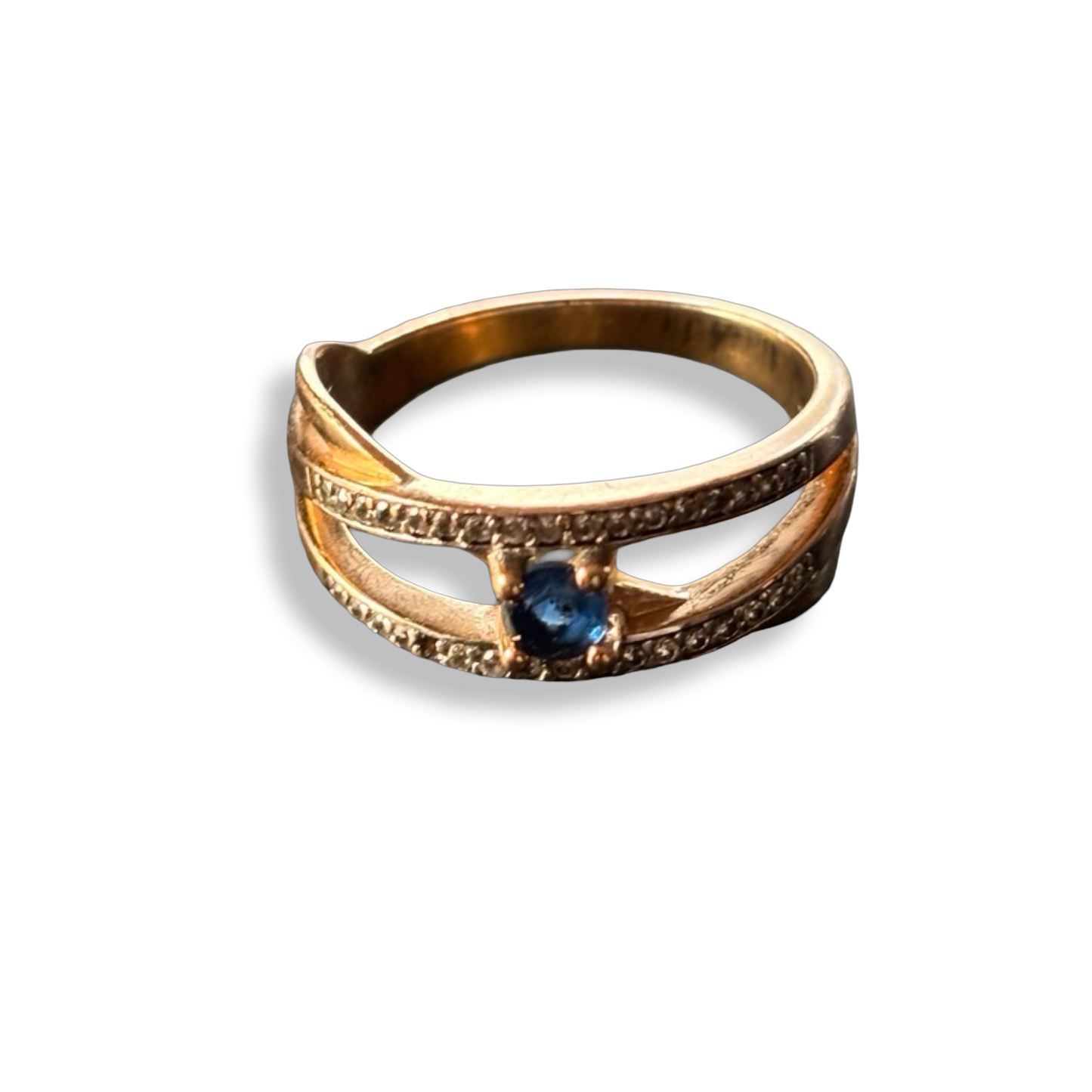 Bague vintage et strass bleu