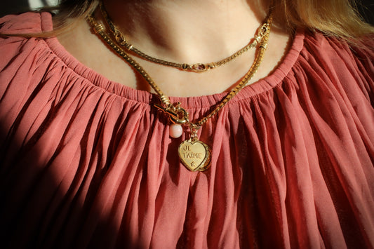 Collier plaqué or et cœur Je t’aime