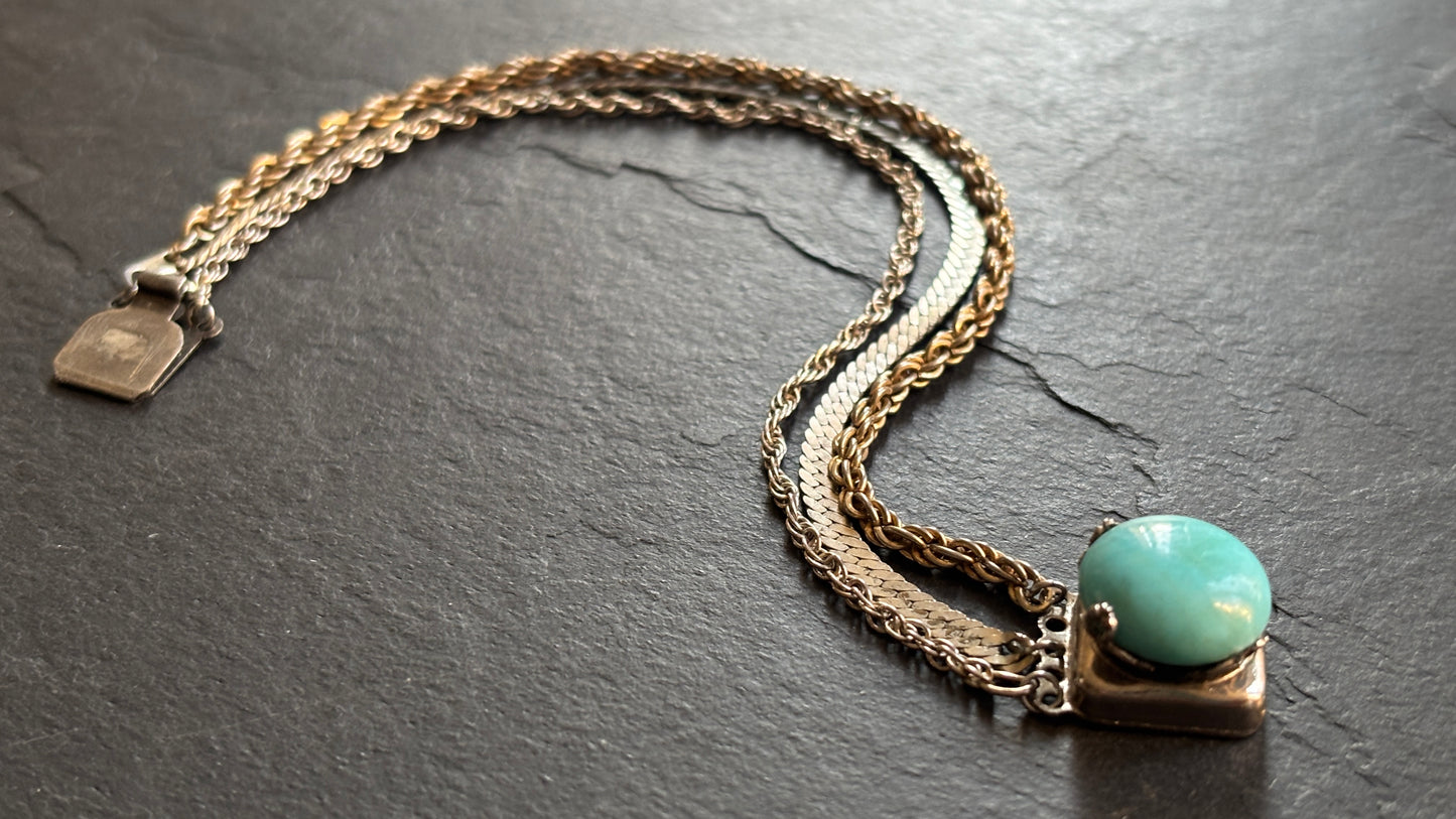 Bracelet 3 chaînes et turquoise - blissparis