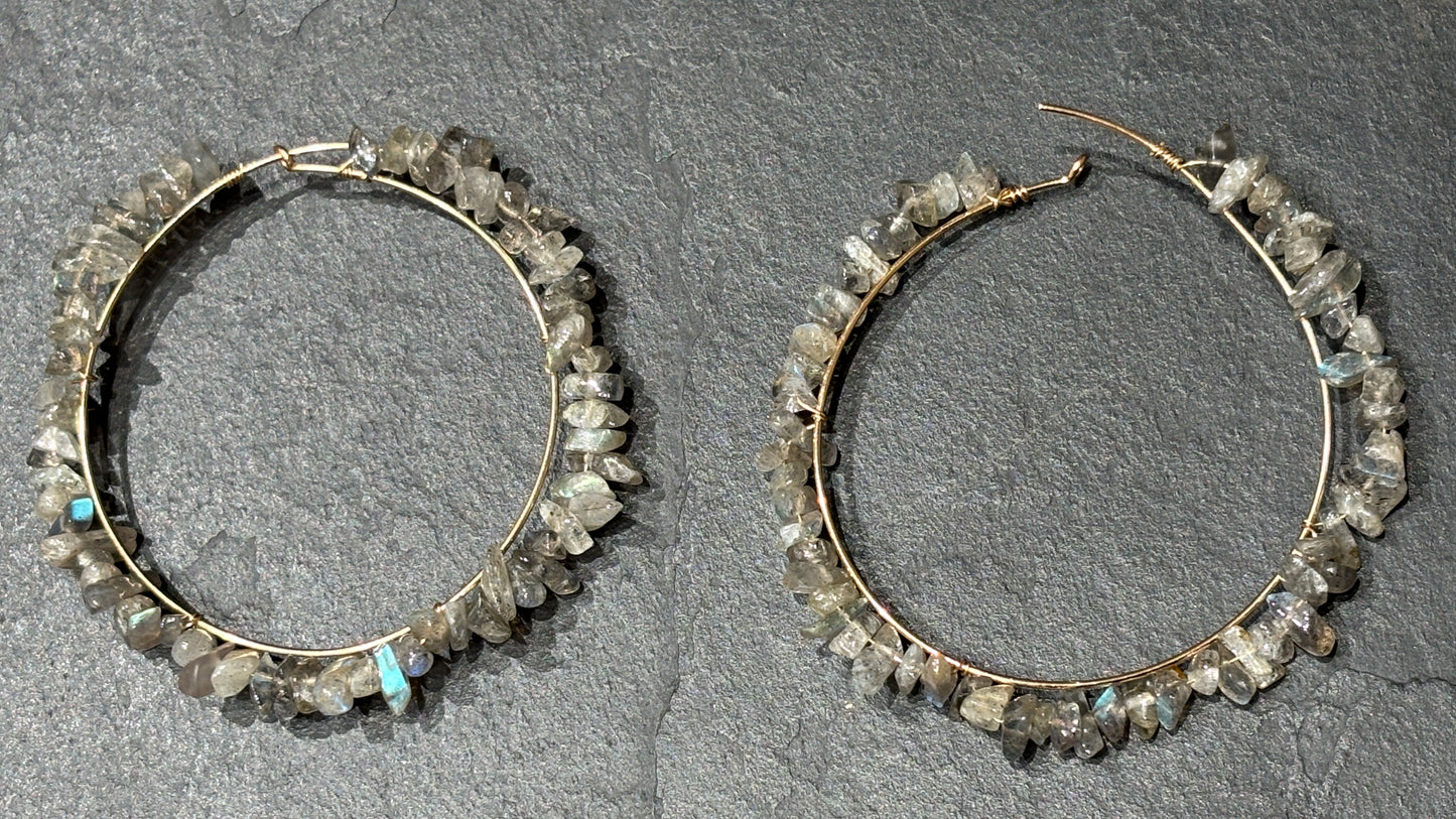 Créoles goldfilled et labradorite