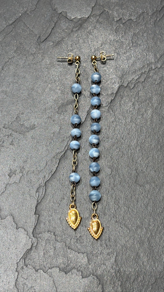 Pendants chapelet bleu et médaillons