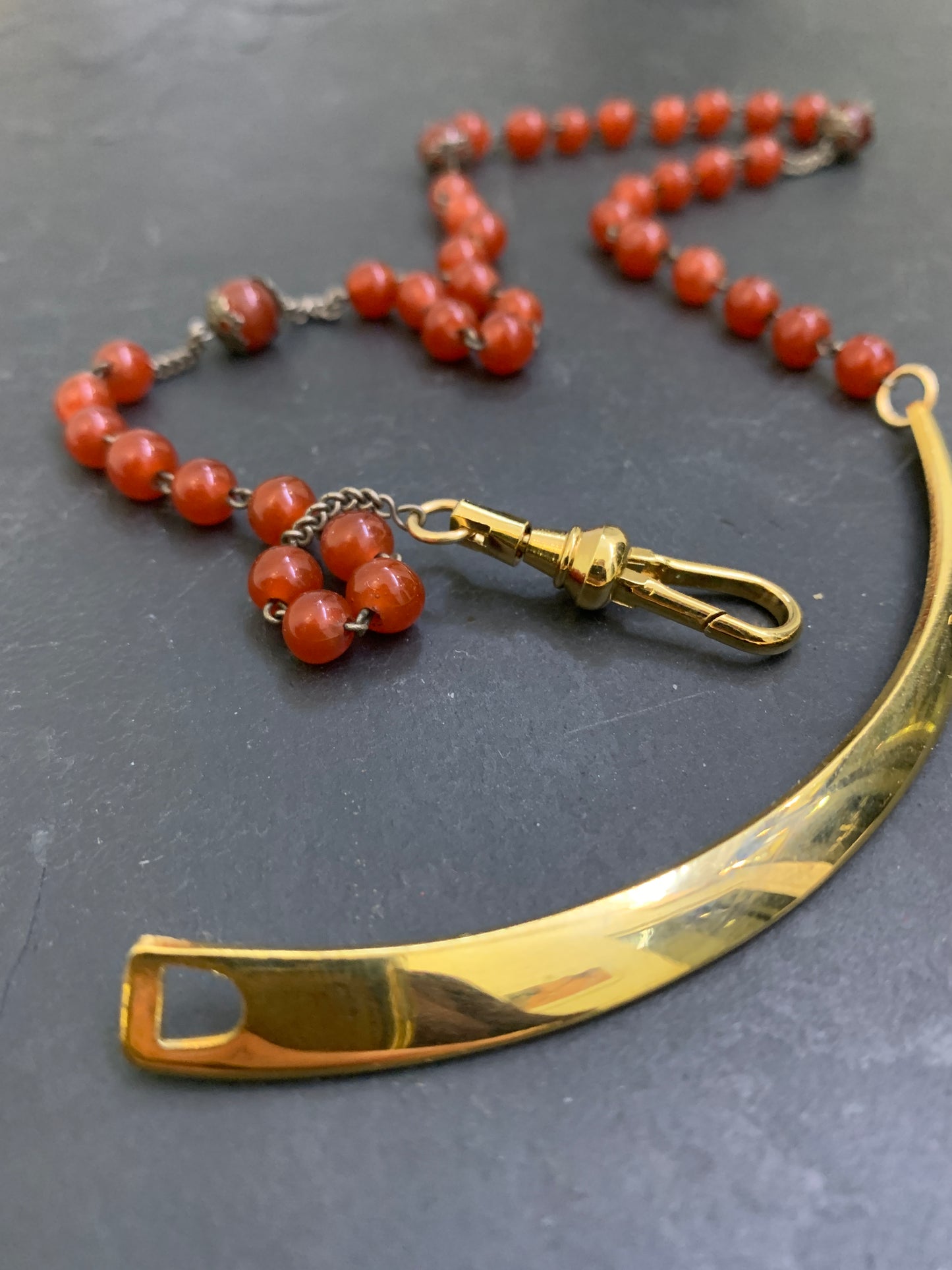 Collier chapelet cornaline et plastron - blissparis