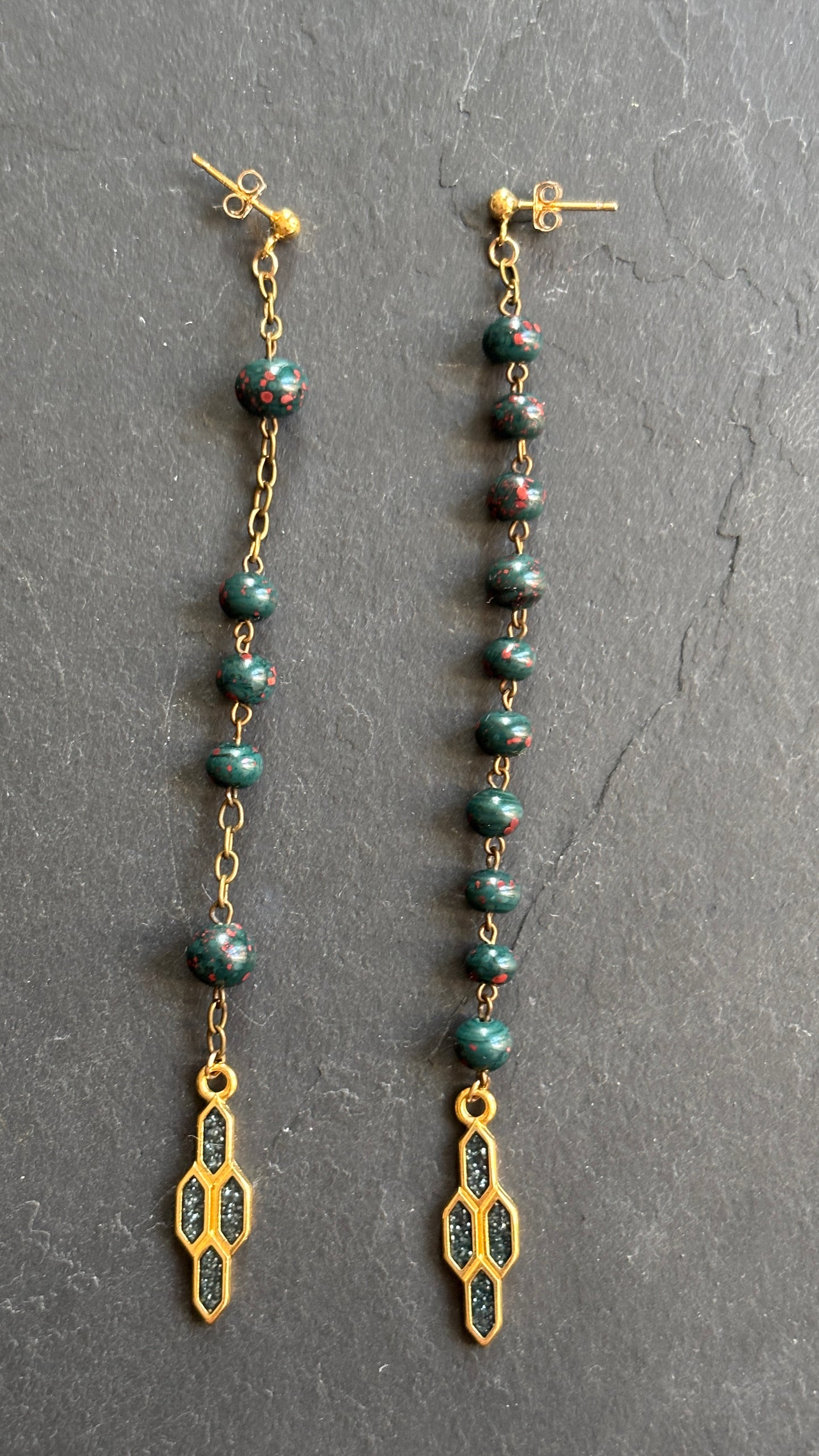 Pendants en perles de chapelet de Calcédoine - blissparis