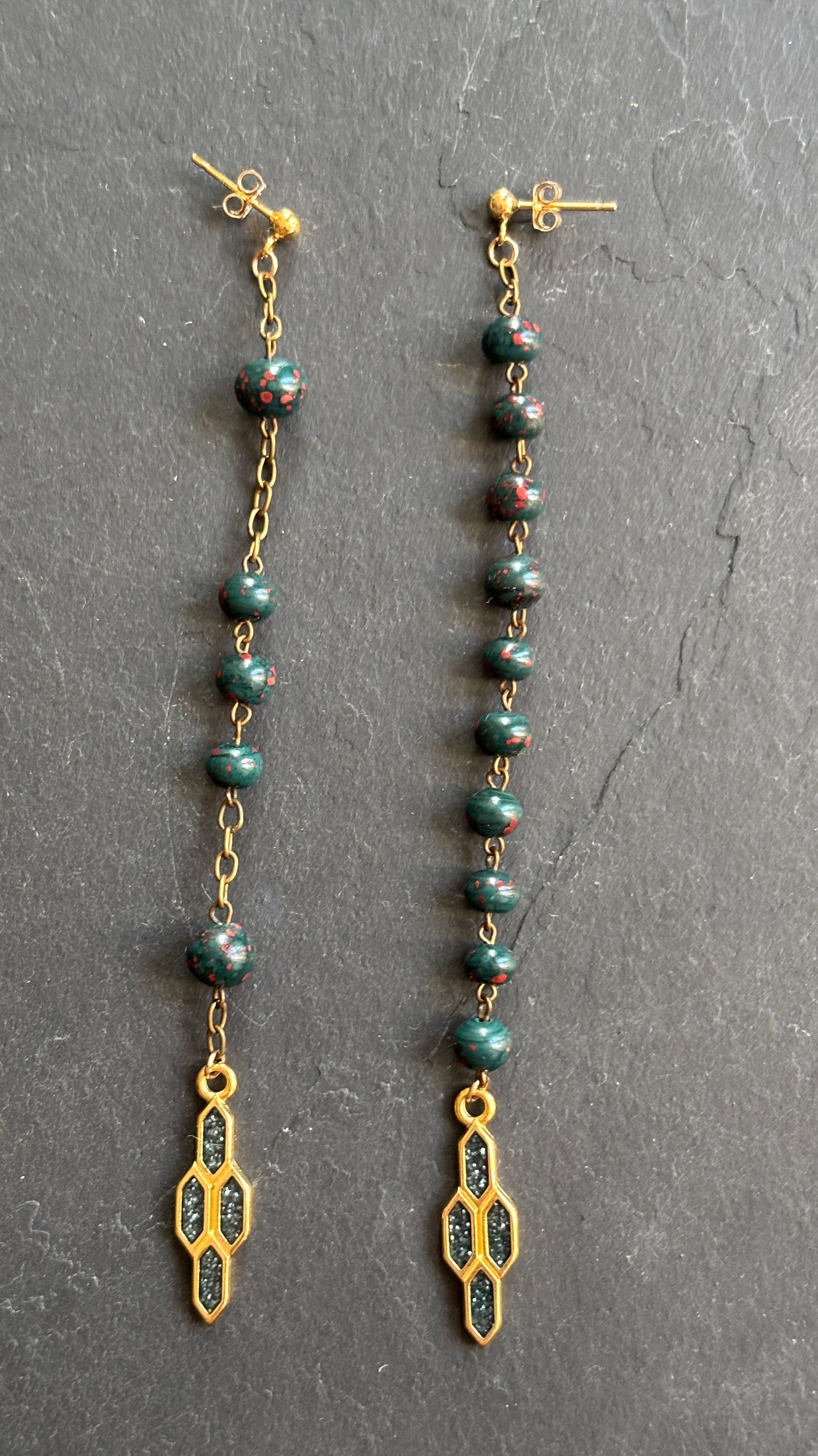 Pendants en perles de chapelet de Calcédoine - blissparis