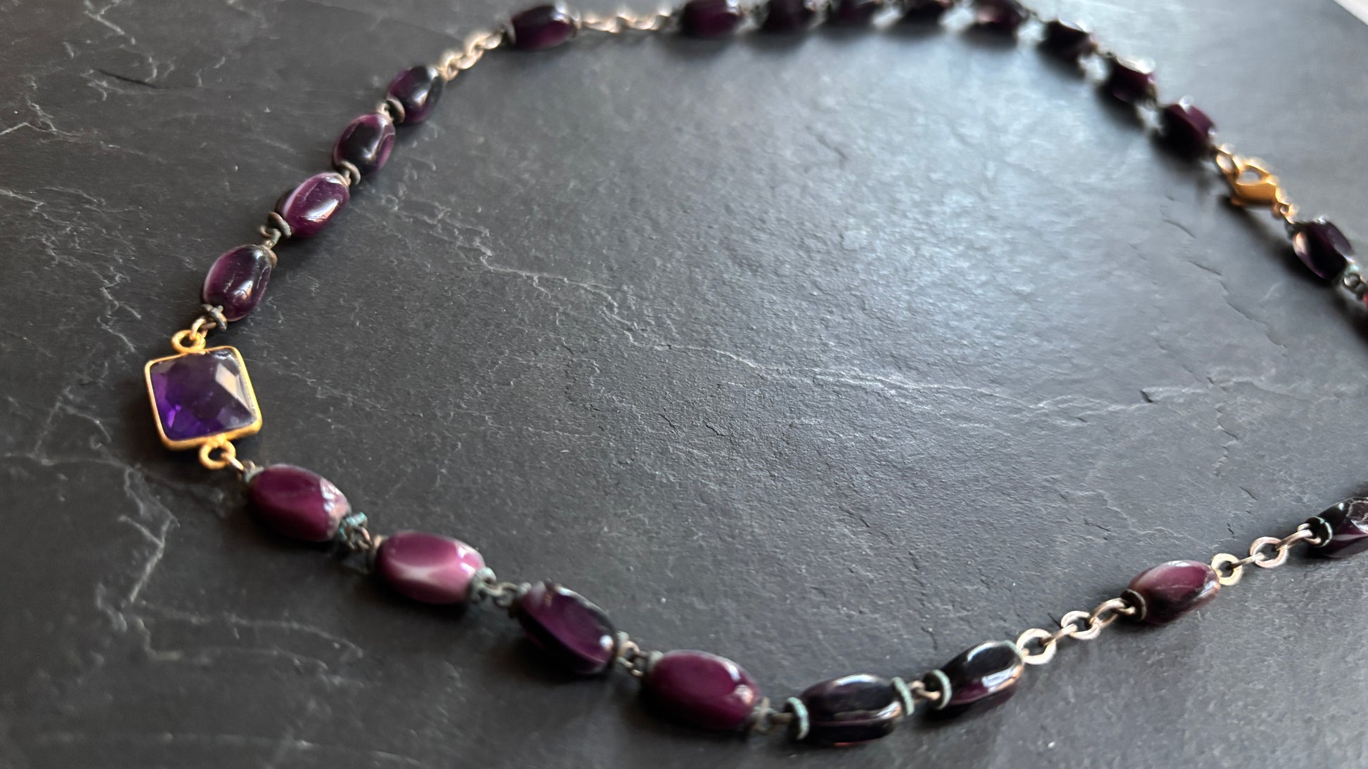 Collier chapelet violet et améthyste - blissparis