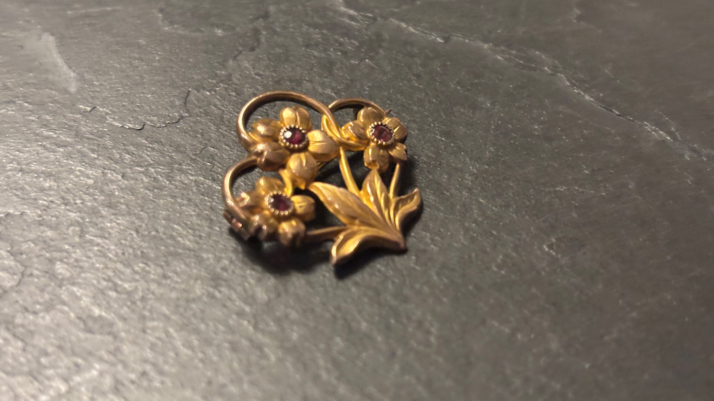 Broche plaquée or ancienne, vers 1910