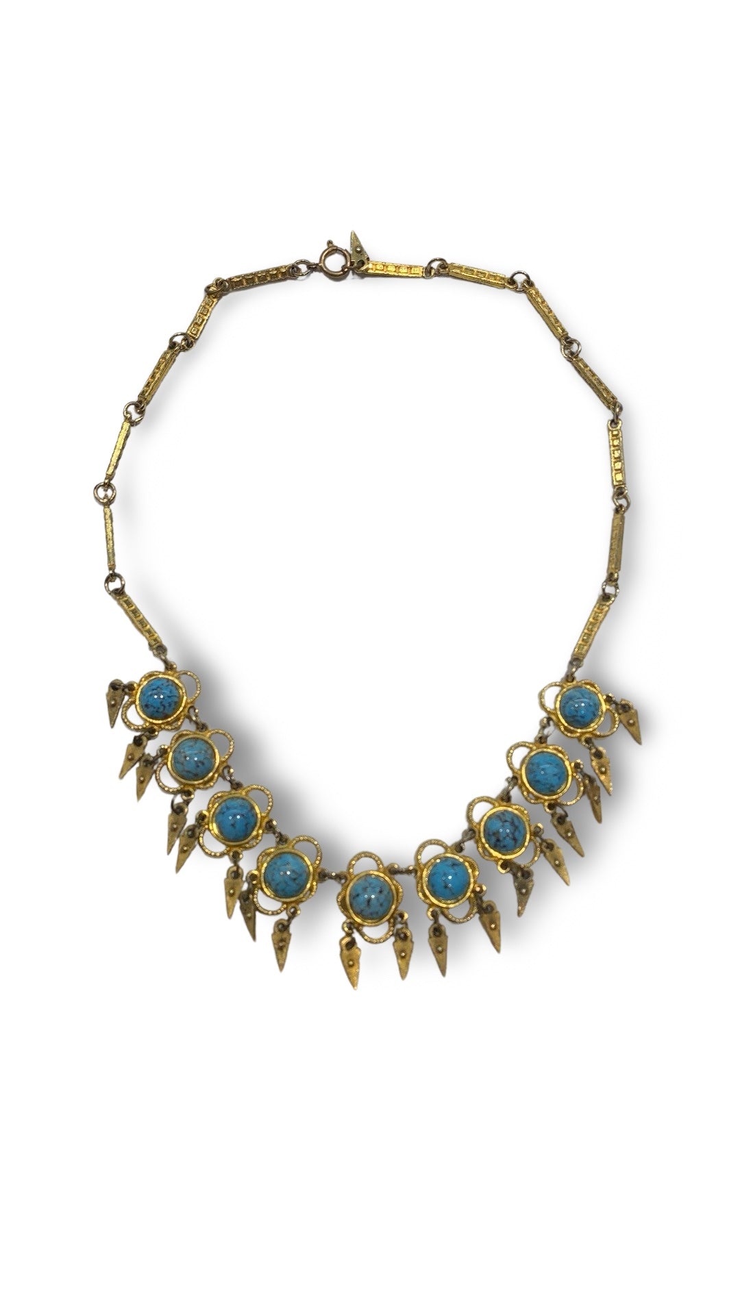 Collier plastron doré et turquoise - blissparis