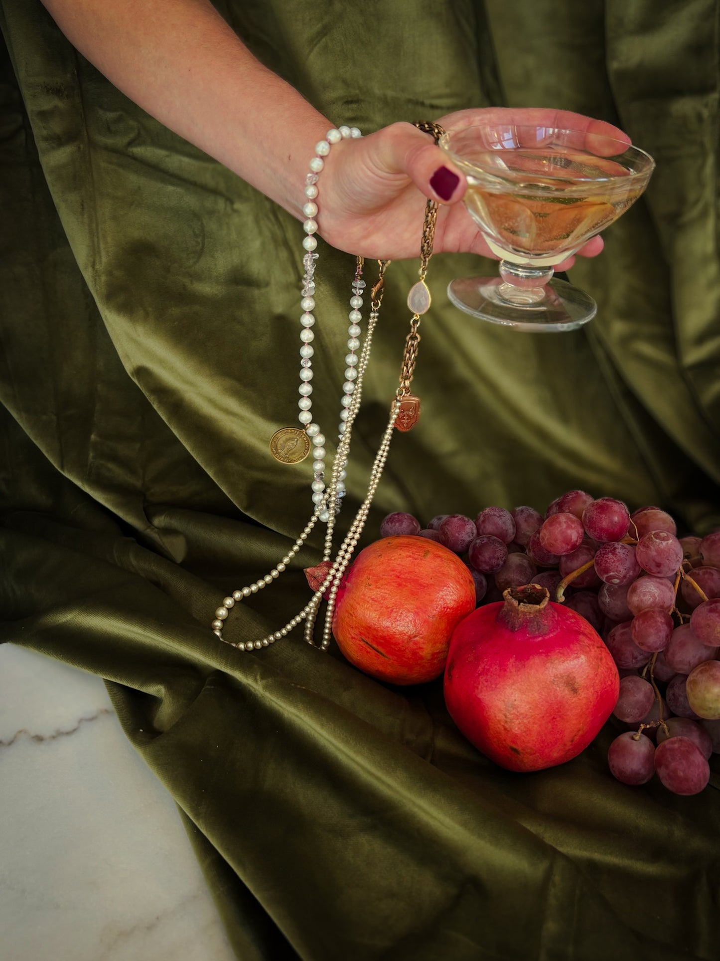 Collier de perles et cristal de roche noués, vierge ancienne - blissparis
