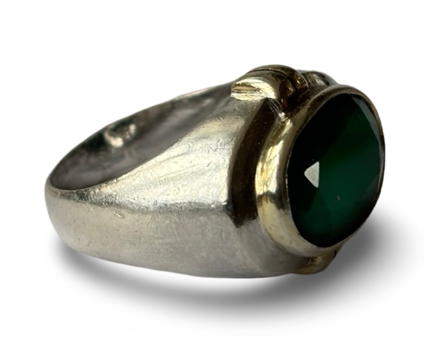 Bague argent et cabochon vert - blissparis
