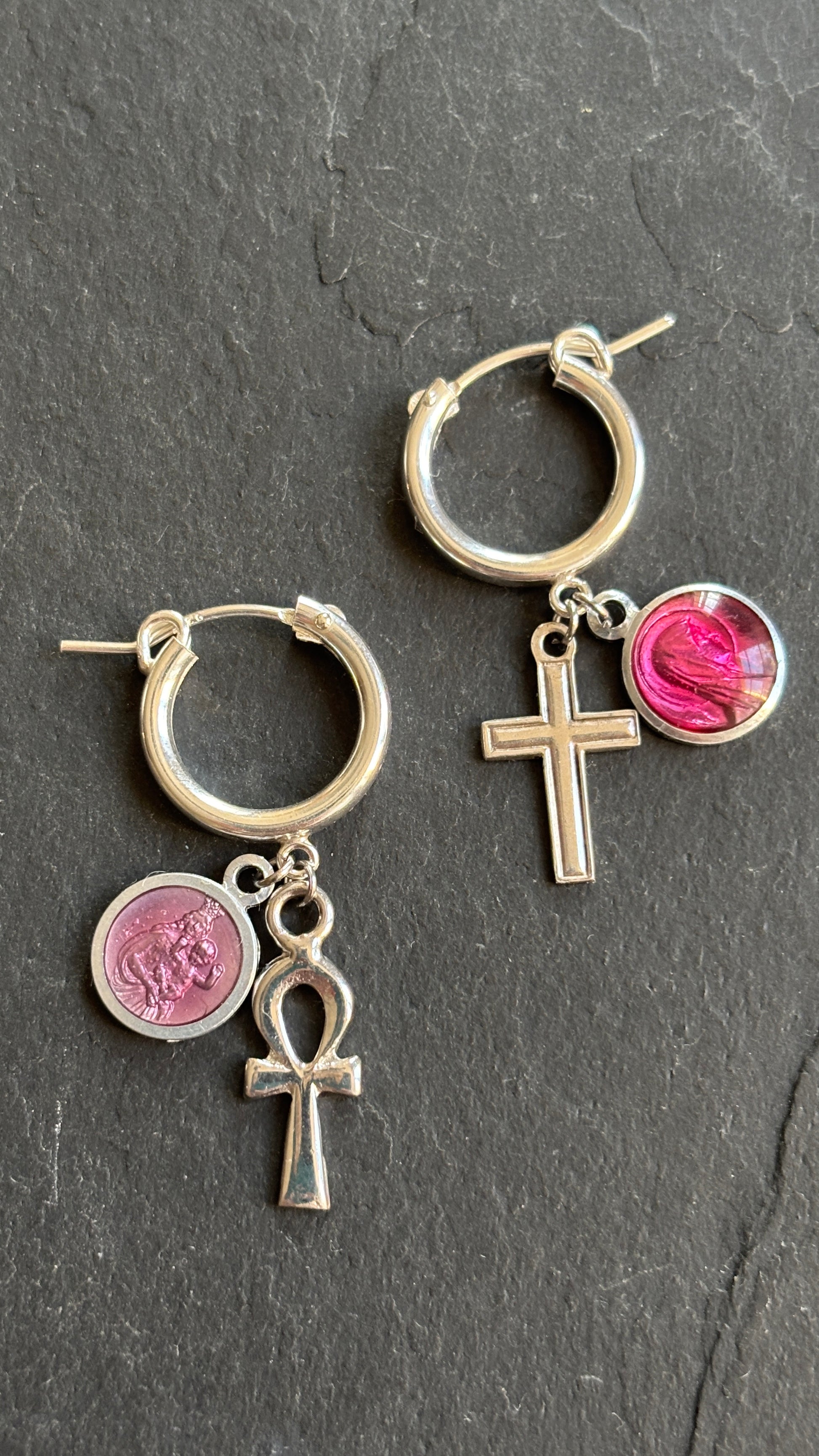 Mini créoles argent et médailles - blissparis