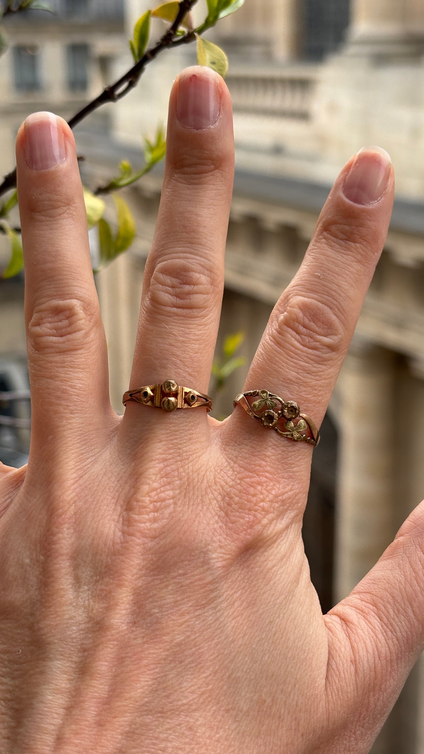 Fine bague Art Nouveau plaquée or