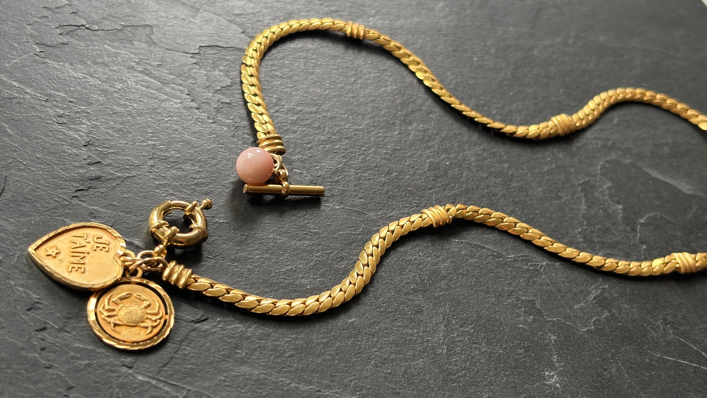 Collier plaqué or et cœur Je t’aime