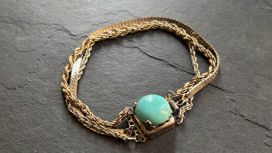 Bracelet 3 chaînes et turquoise - blissparis