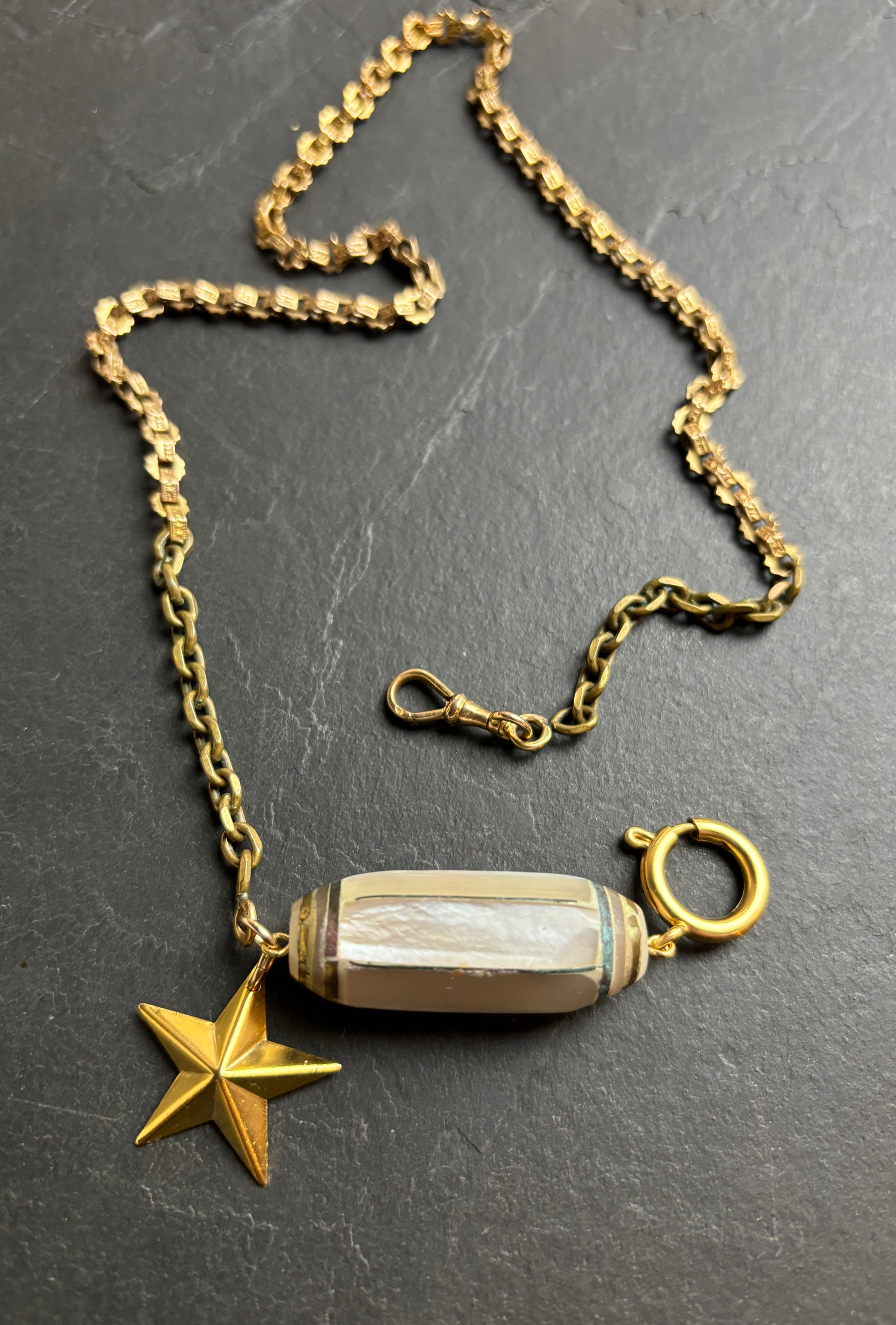 Collier chaîne de montre, étoile et nacre - blissparis