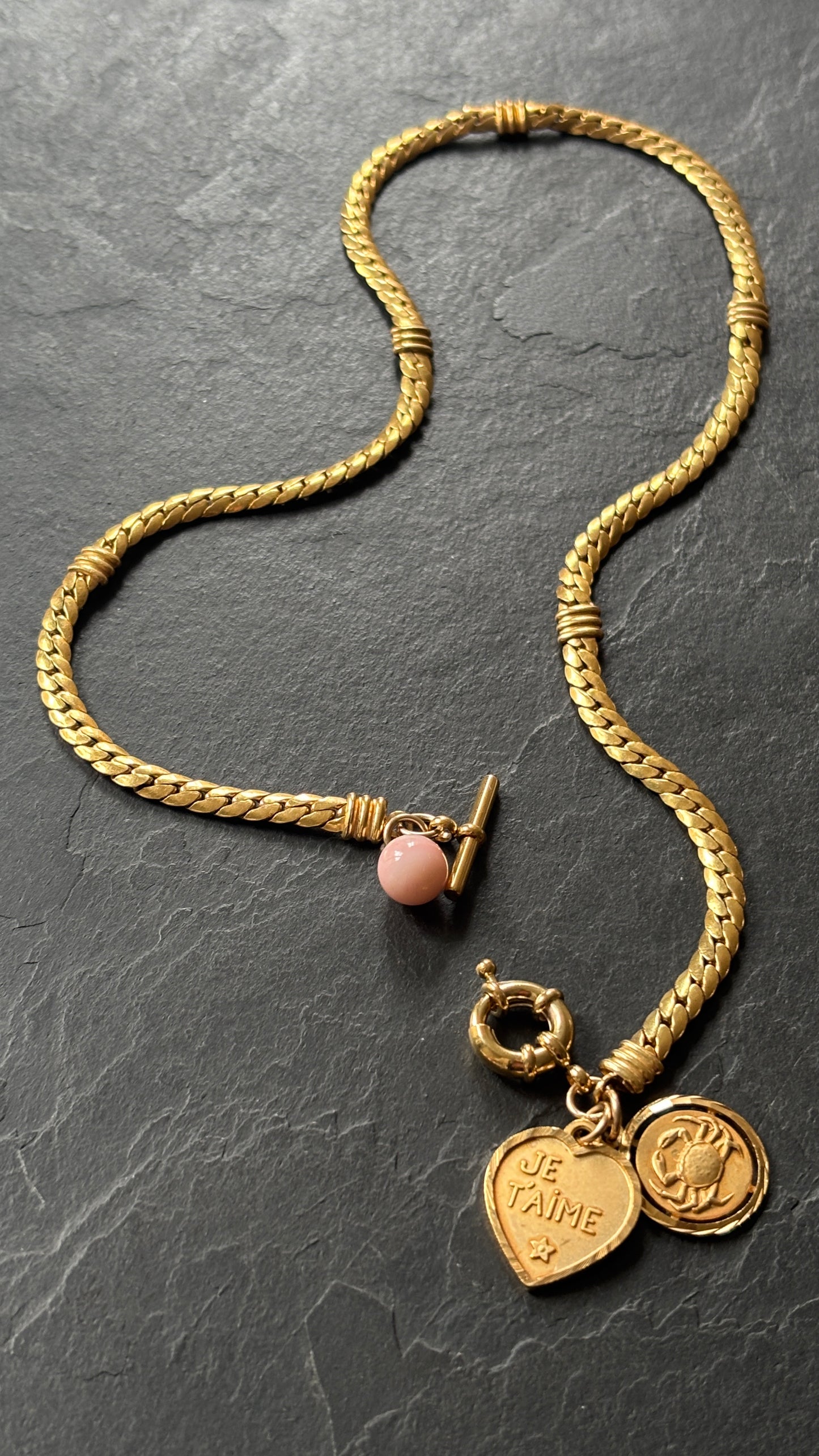 Collier plaqué or et cœur Je t’aime