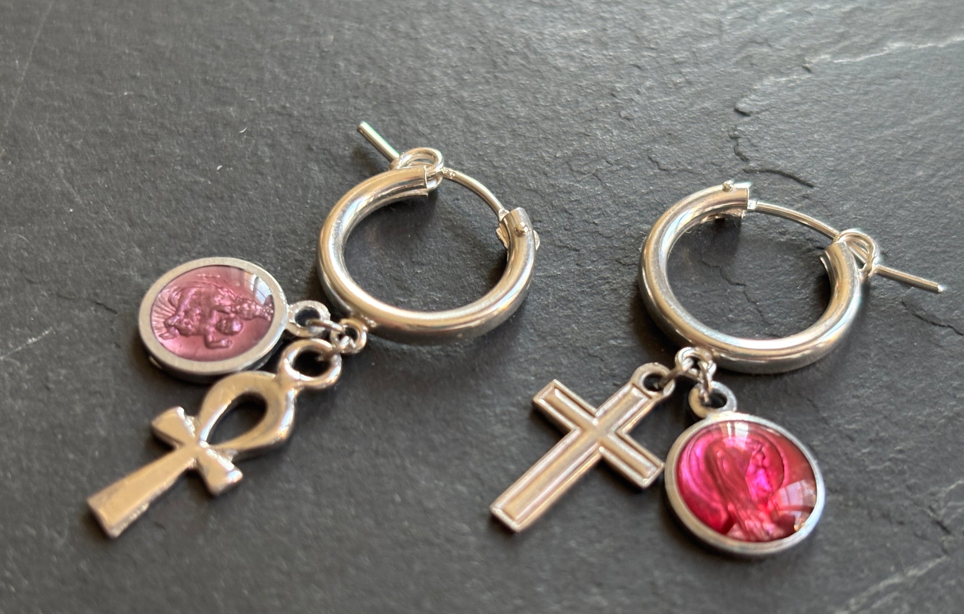 Mini créoles argent et médailles - blissparis