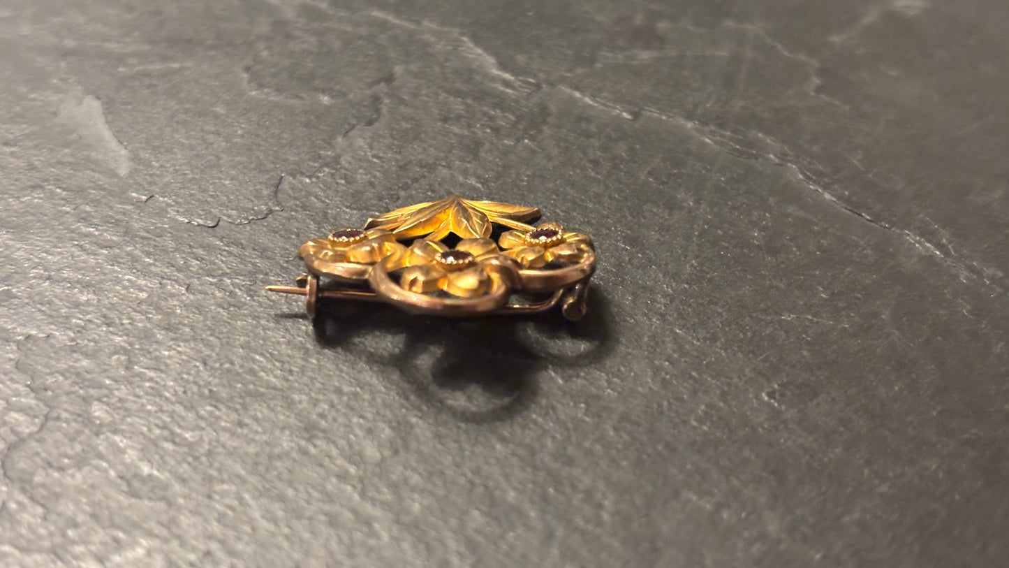 Broche plaquée or ancienne, vers 1910