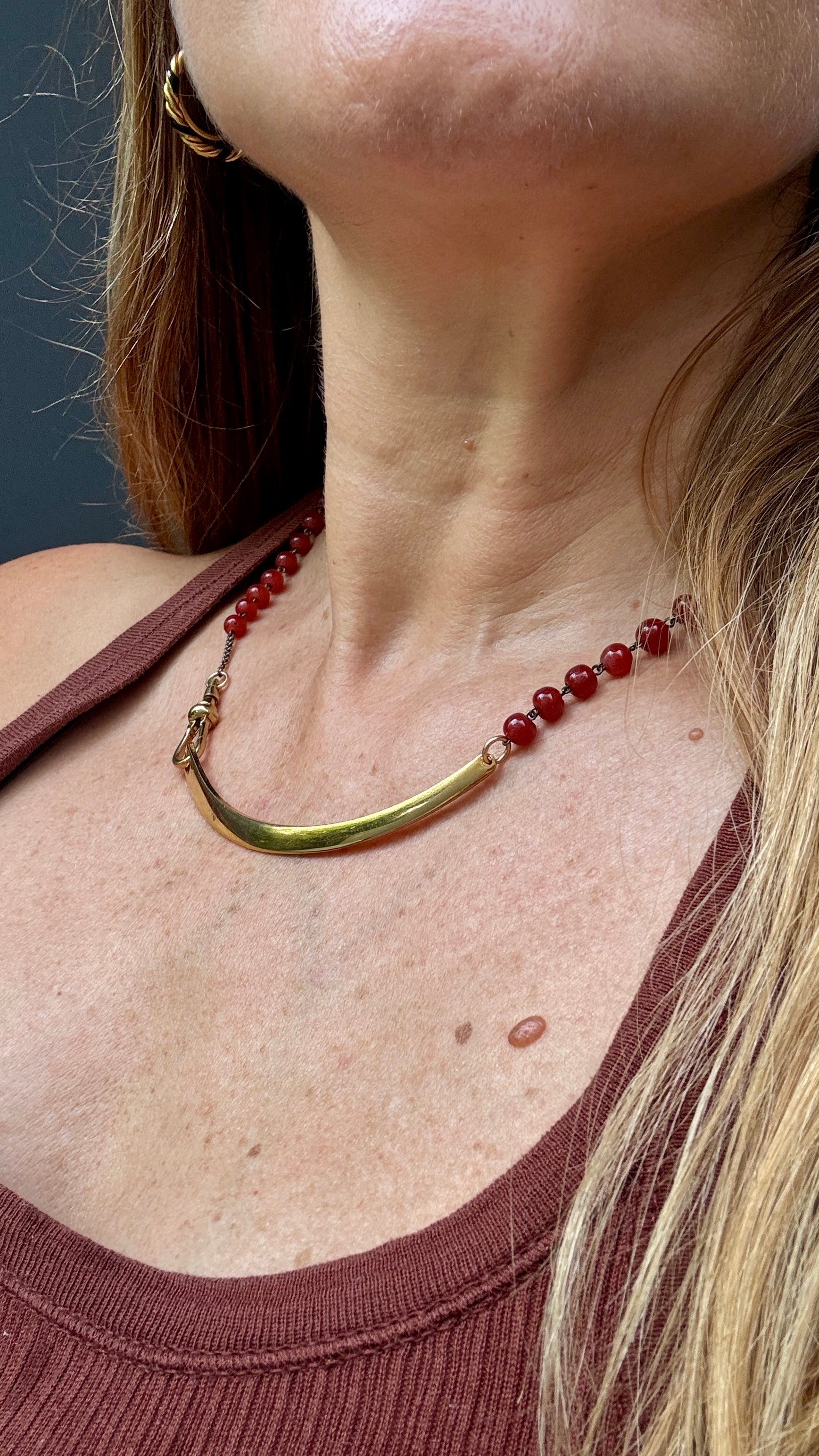 Collier chapelet cornaline et plastron - blissparis