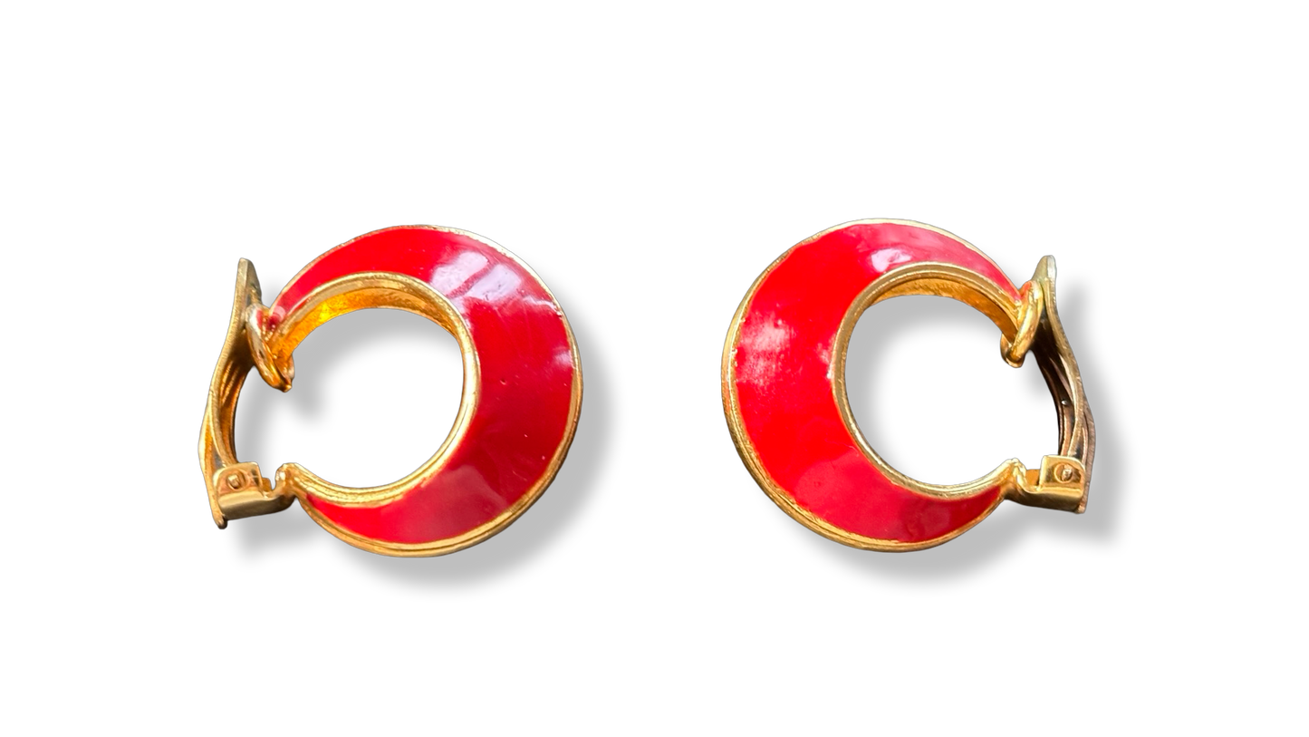 Clips vintage 80s laqué rouge