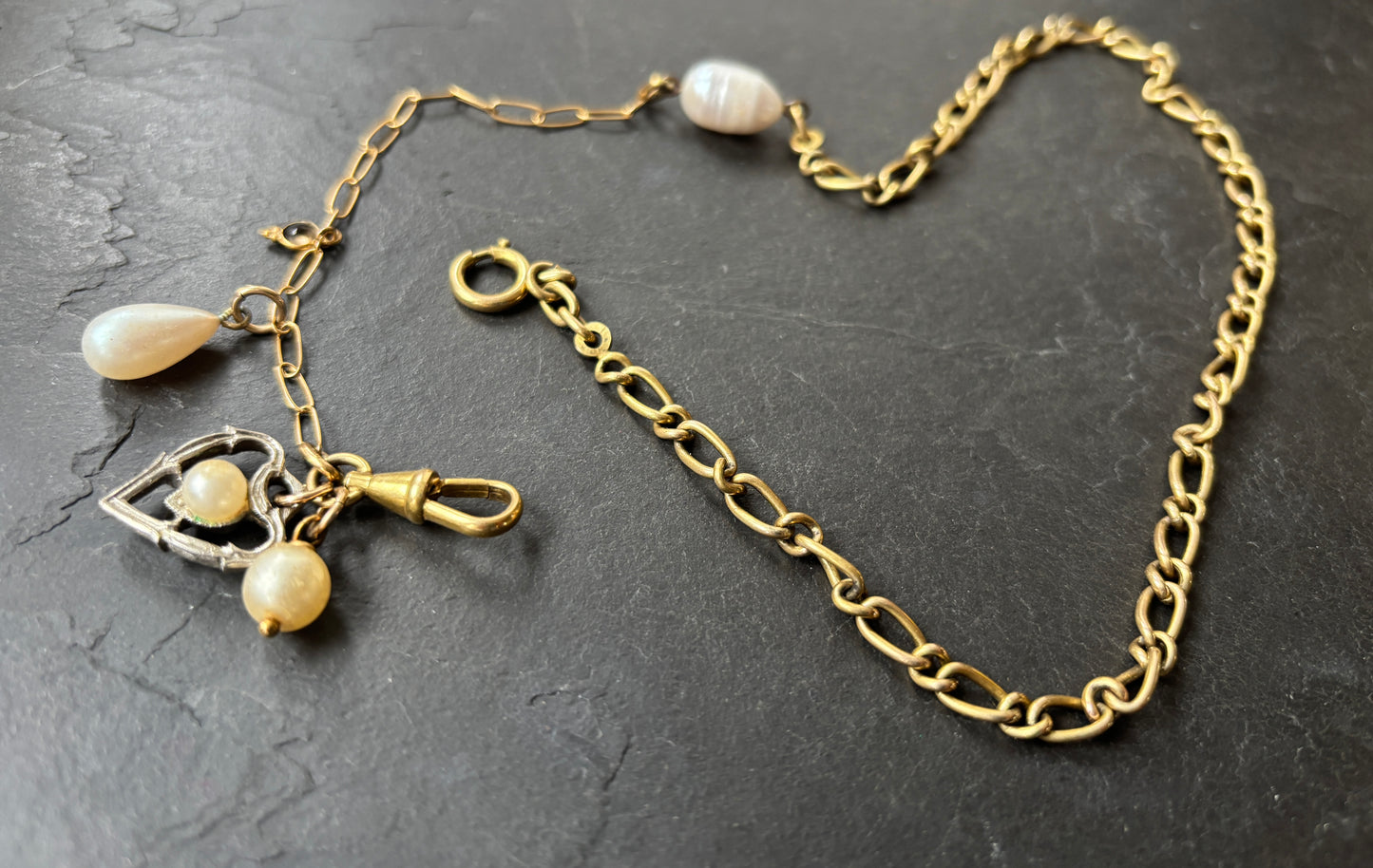 Collier chaîne de montre et perles anciennes - blissparis