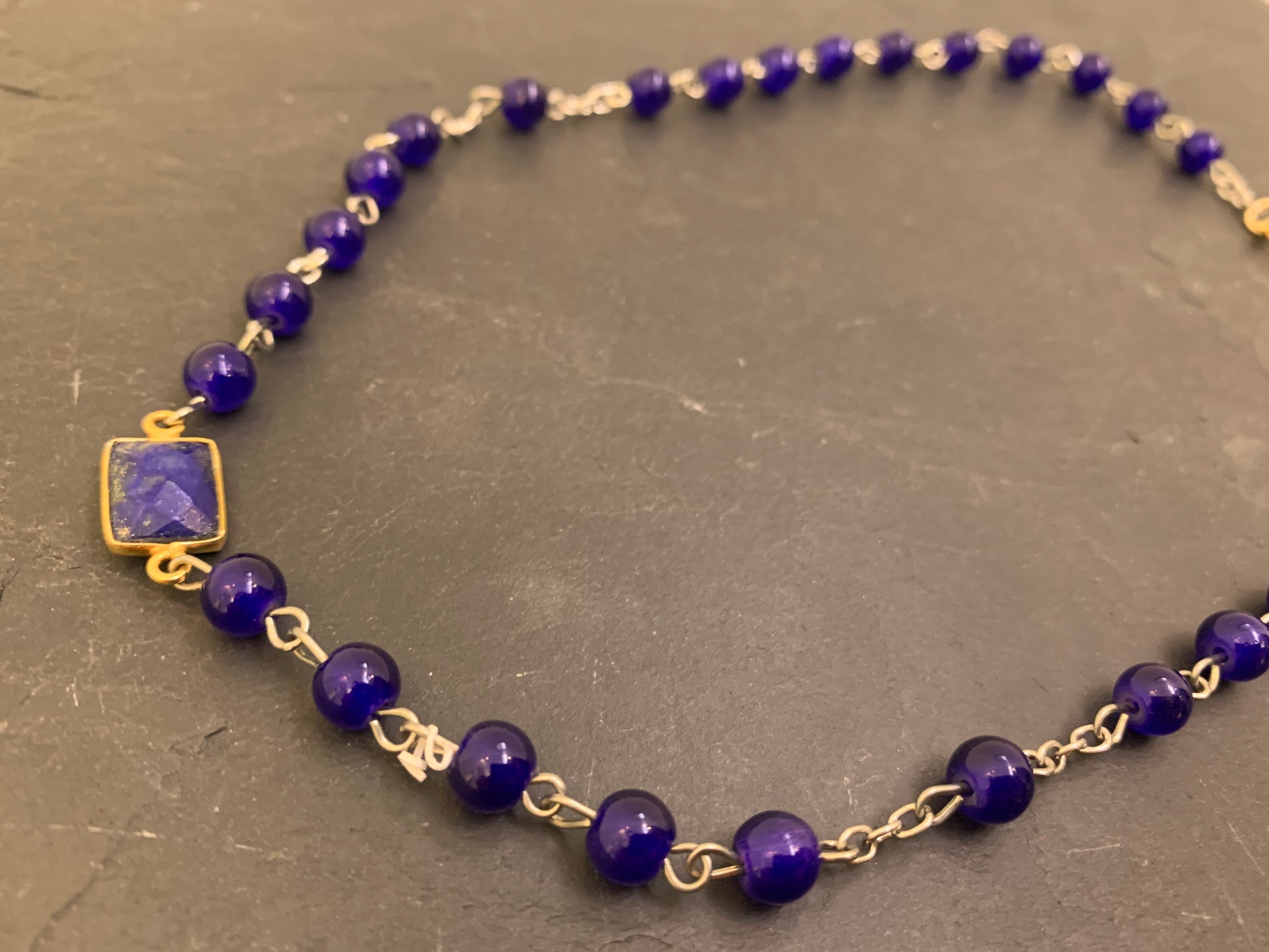 Collier chapelet bleu et Lapis Lazuli - blissparis