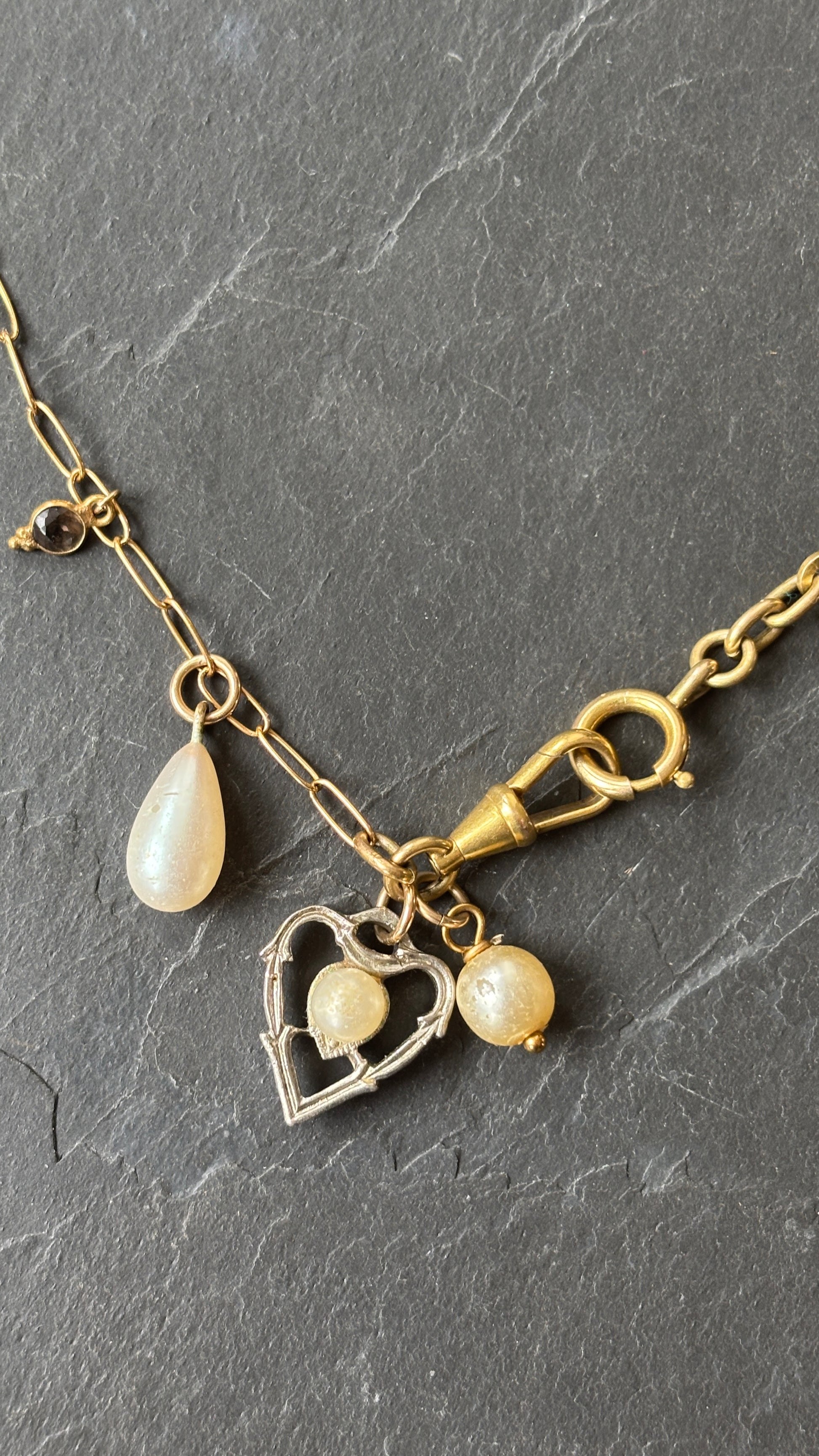 Collier chaîne de montre et perles anciennes - blissparis