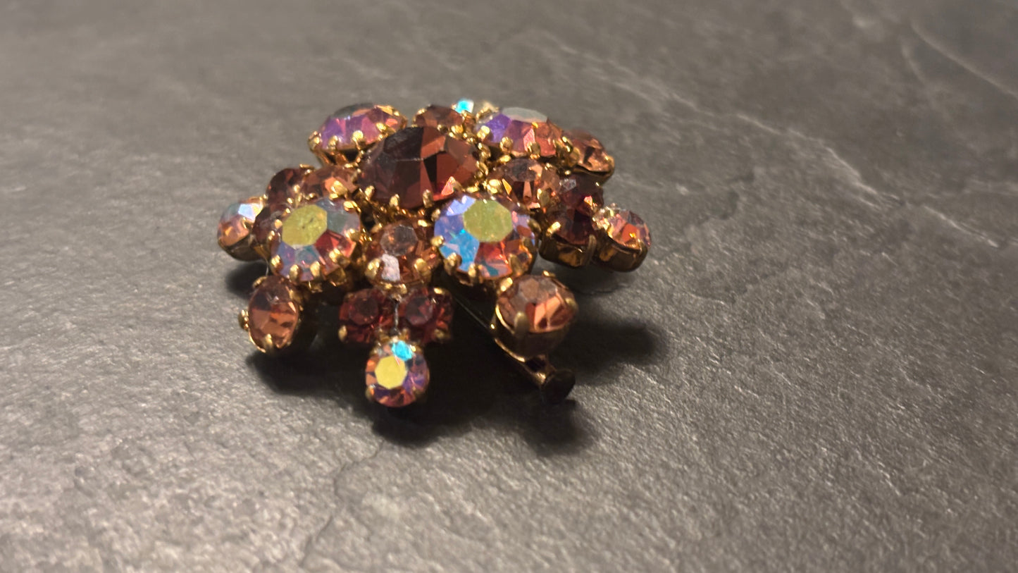 Broche en strass vintage années 60