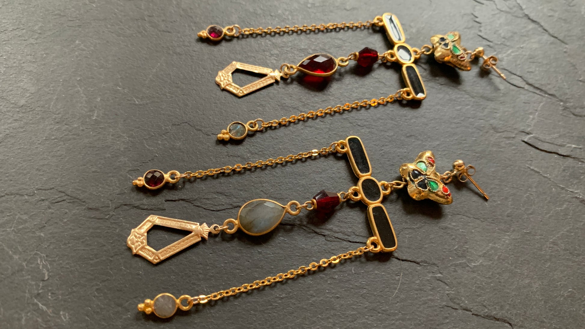 Pendants papillons et pierres fines - blissparis