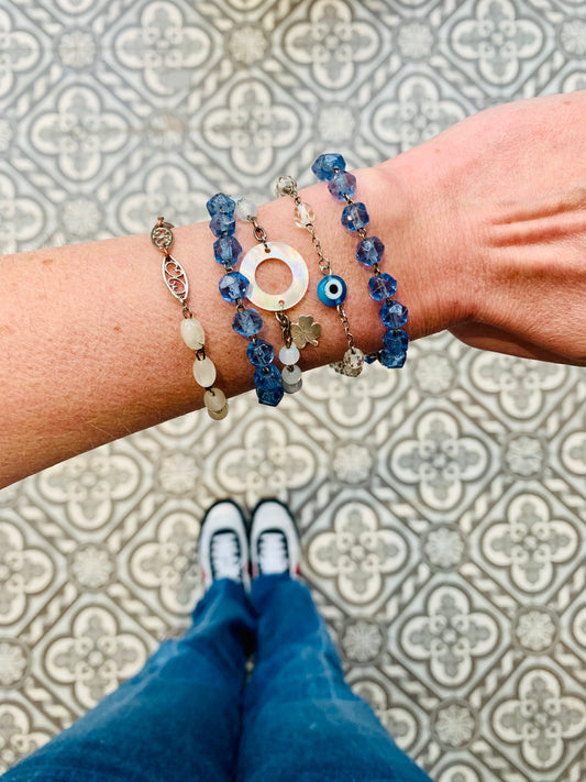 Bracelet chaîne filigrane et chapelet - blissparis